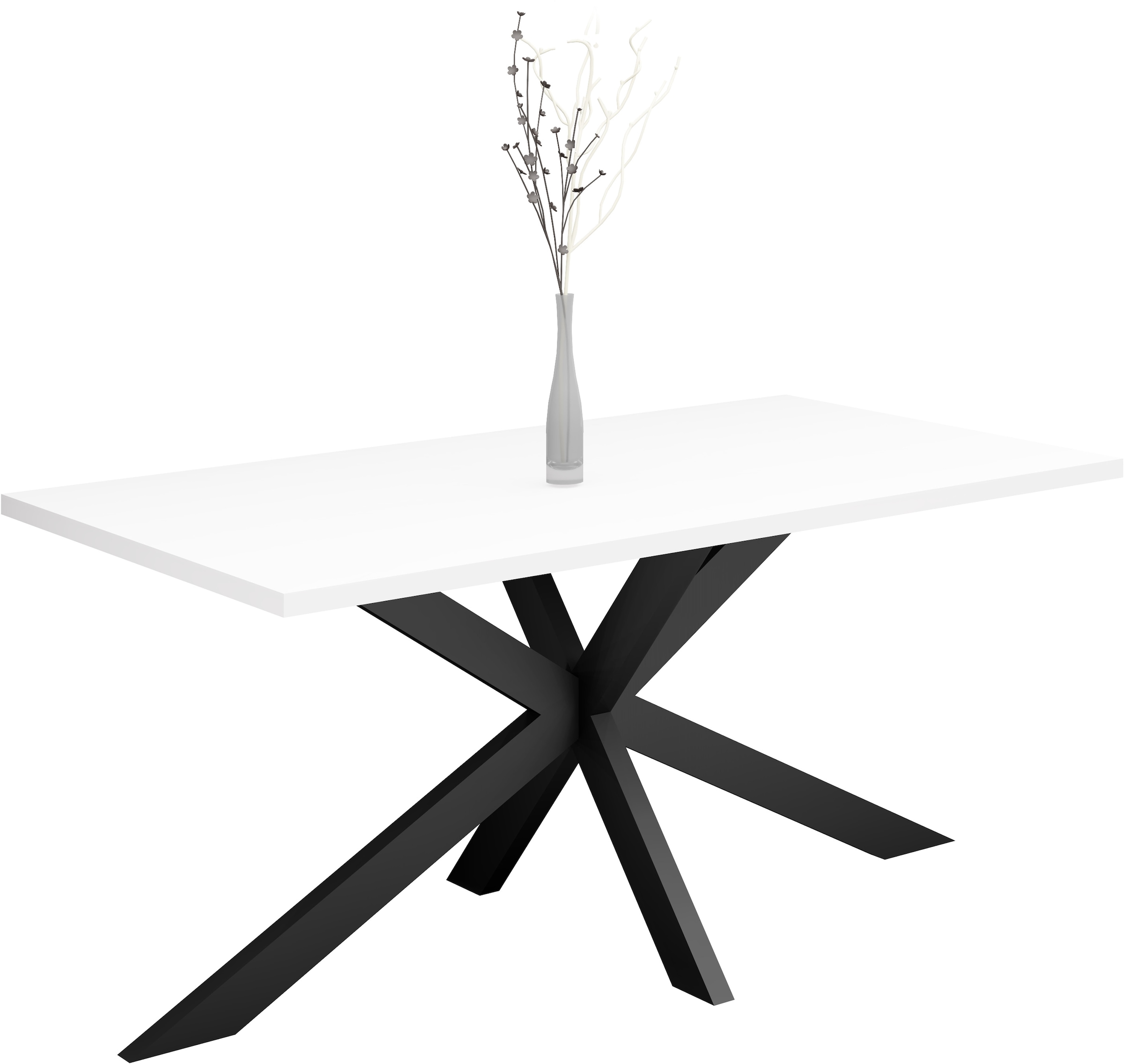 "Esstisch MÄUSBACHER ""Big System Metall"", schwarz-weiß (schwarz feinstruktur, weiß matt lack nb, schwarz feinstruktur, weiß matt lack nb), B:200cm