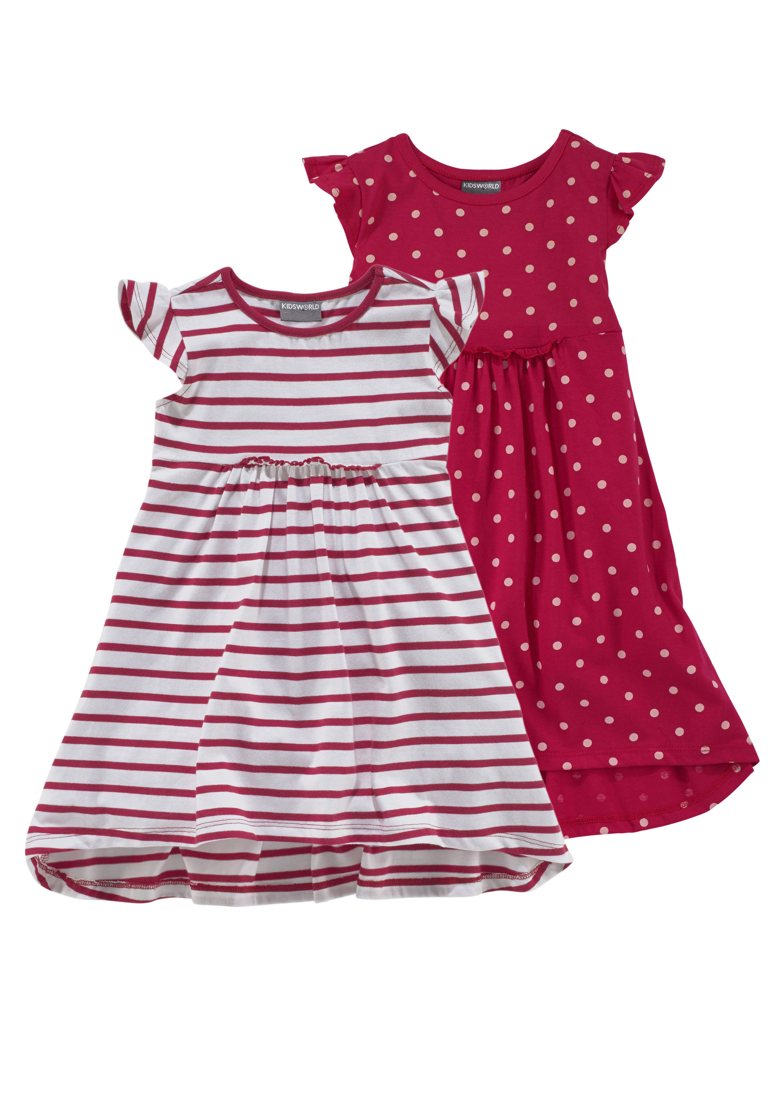 KIDSWORLD Jerseykleid "für kleine Mädchen" Packung, 2, 2 Stk. tlg. festliche Anlässe, kniefrei, modischer Stil, aus reiner Baumwolle