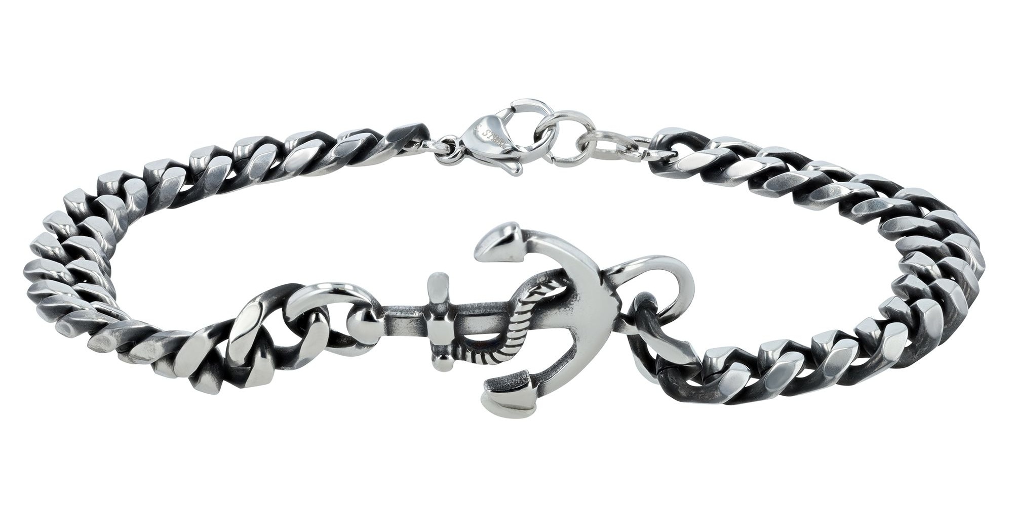 ADELIA ́S Herren Armband "Armband – Panzerarmband aus Edelstahl 22 cm", 22cm, Edelstahl, silber, Edelstahl, Armbänder, Ideal zum Verschenken –