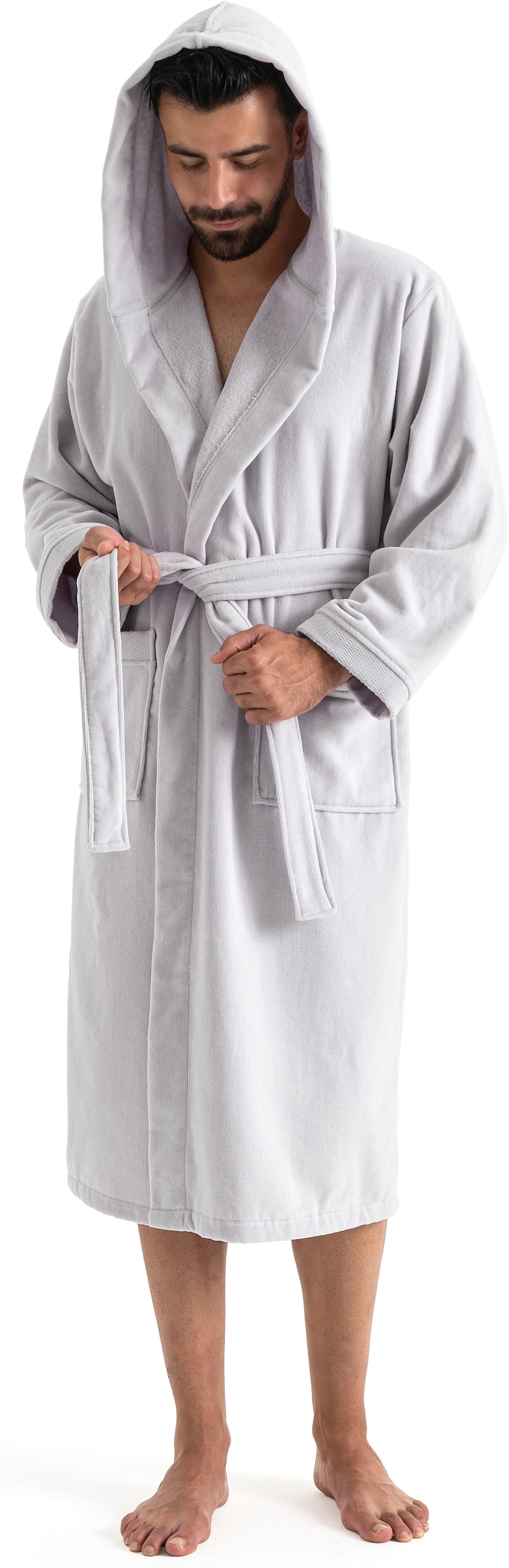 OTTO home Unisex-Bademantel »Fenya, 330 g/m², ideal für Sauna & Spa, Hotelbademantel, Morgenmantel«, (1 St.), Reißverschlusstaschen, weich mit GRATIS-Zugabe: 1x Duschtuch 70x140 cm