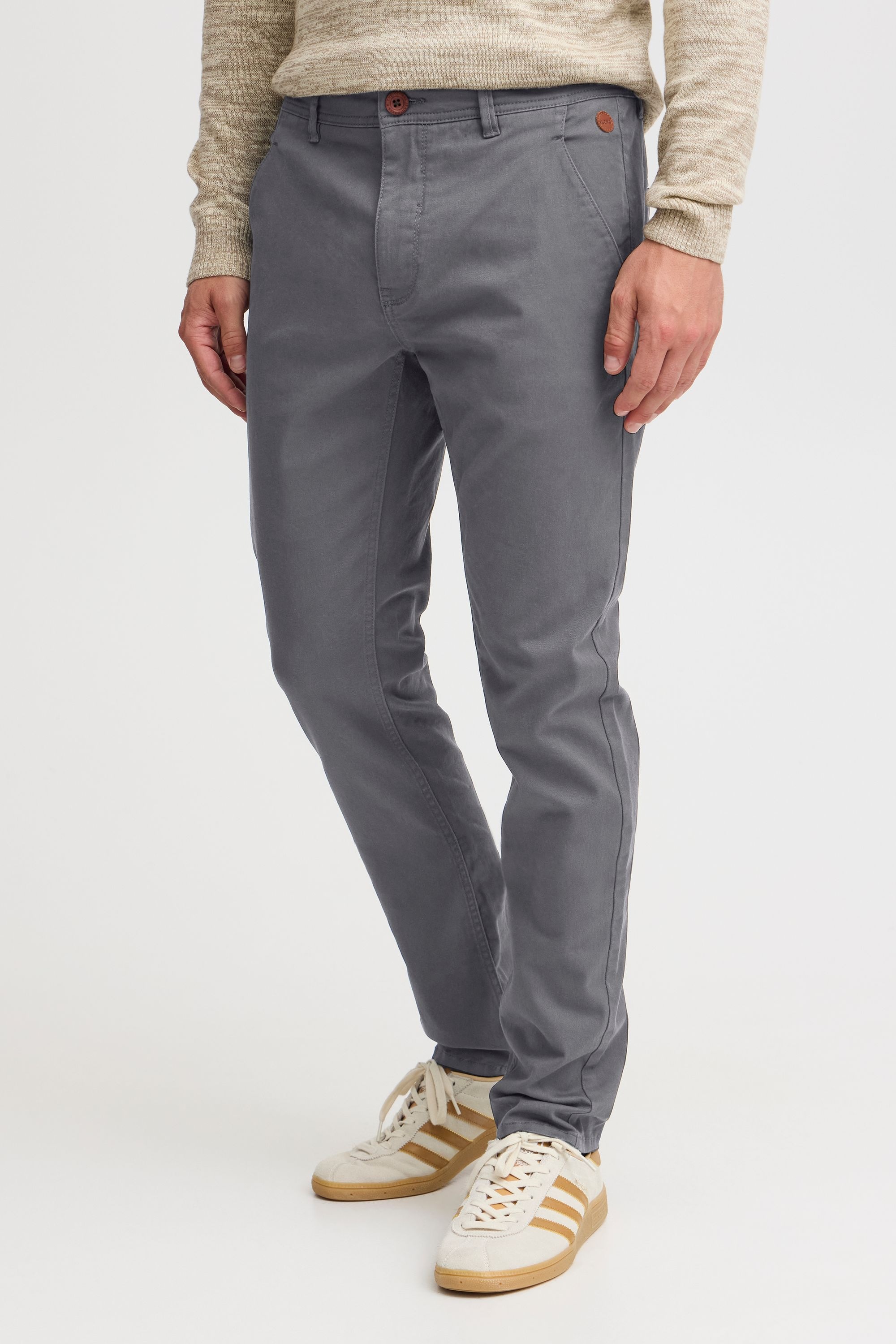Chinohose BLEND "Chinohose BHKainz", Herren, Gr. 34, Länge 34, grau (ebony grau), Obermaterial: 98% Baumwolle CO. 2% Elasthan EL., Hosen Chinohose