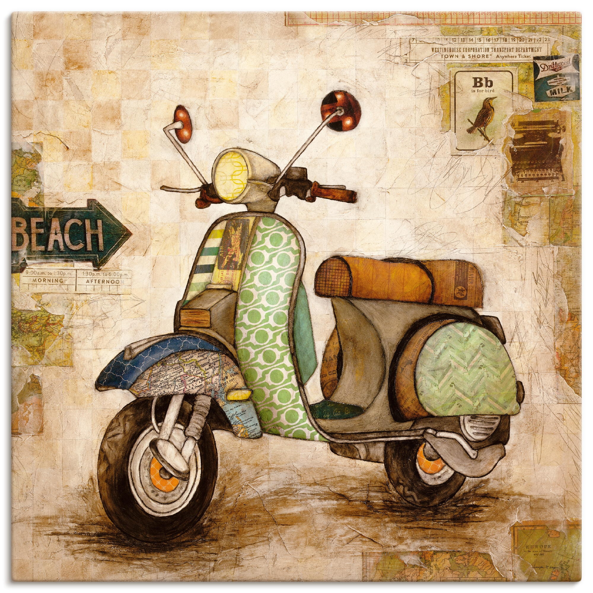 Artland Wandbild »Drum herum II«, Motorräder & Roller, (1 St.), als  Leinwandbild, Wandaufkleber oder Poster in versch. Größen kaufen | BAUR