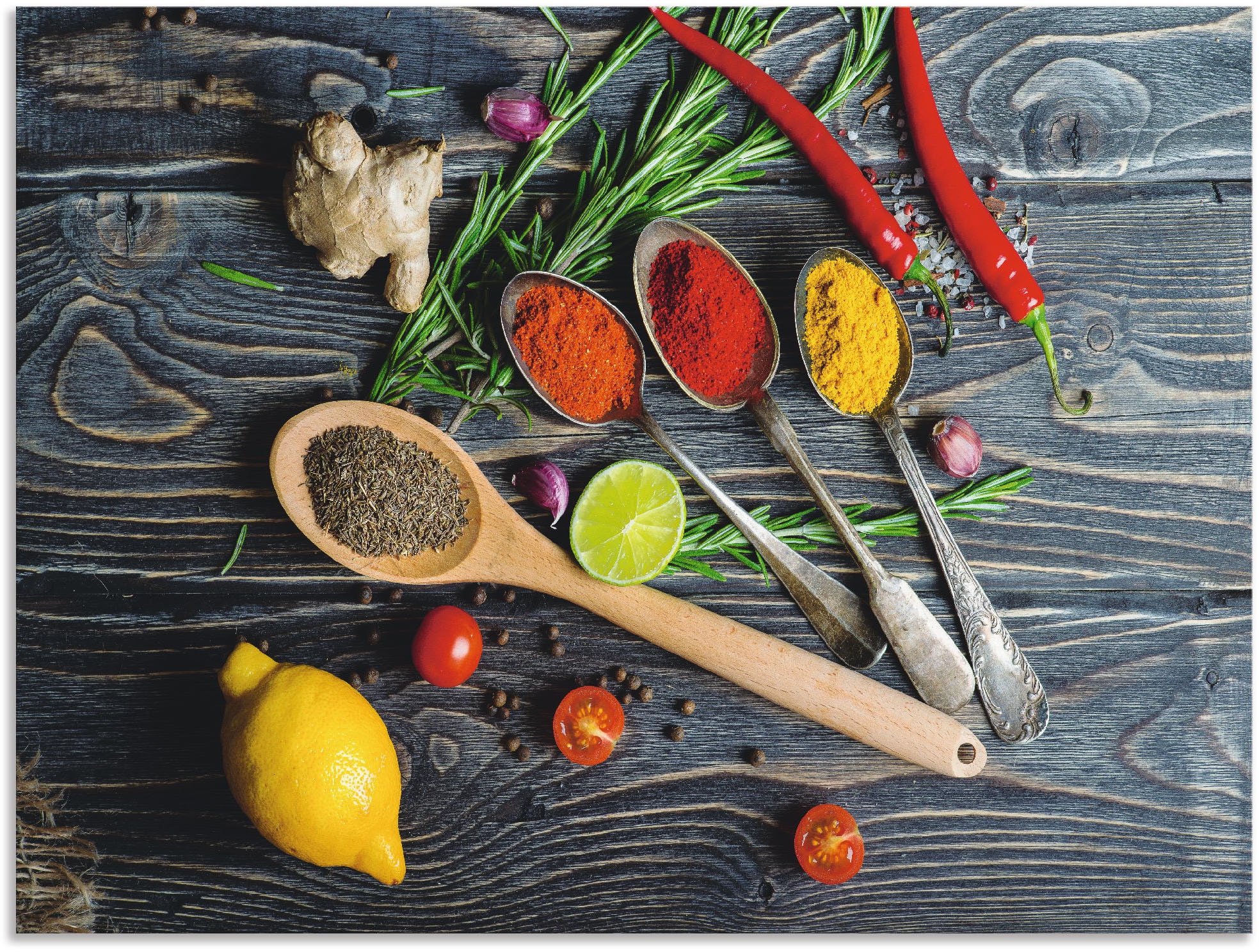 Artland "Gewürze in Metalllöffeln" Lebensmittel 1 Stk. tlg. als Alubild, Le günstig online kaufen