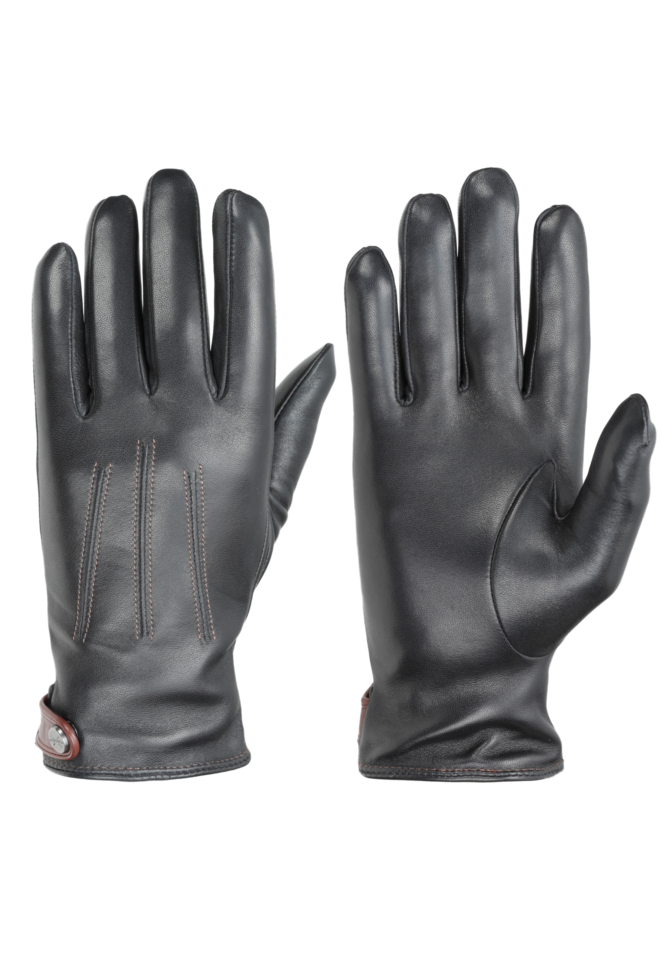 PEARLWOOD Herren Lederhandschuhe "TAYLOR", schwarz, Gr. 9,5, unifarben, Lammleder, Handschuhe, gefüttert, Ziernähte, seitlicher Lederriegel in