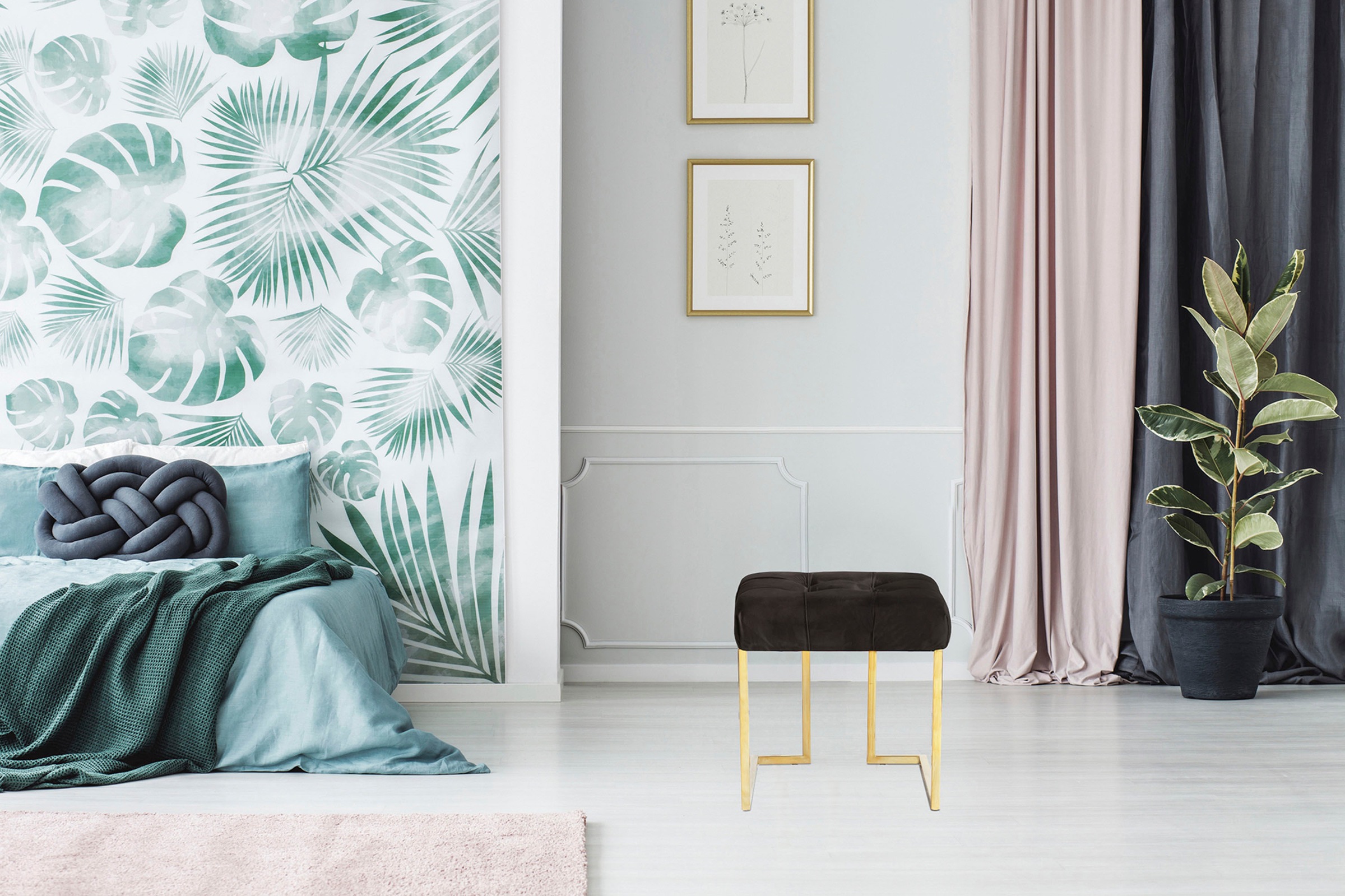 Kayoom Sitzhocker "Hocker Rare, Edler Touch durch goldenes Gestell" 1 Stk. günstig online kaufen