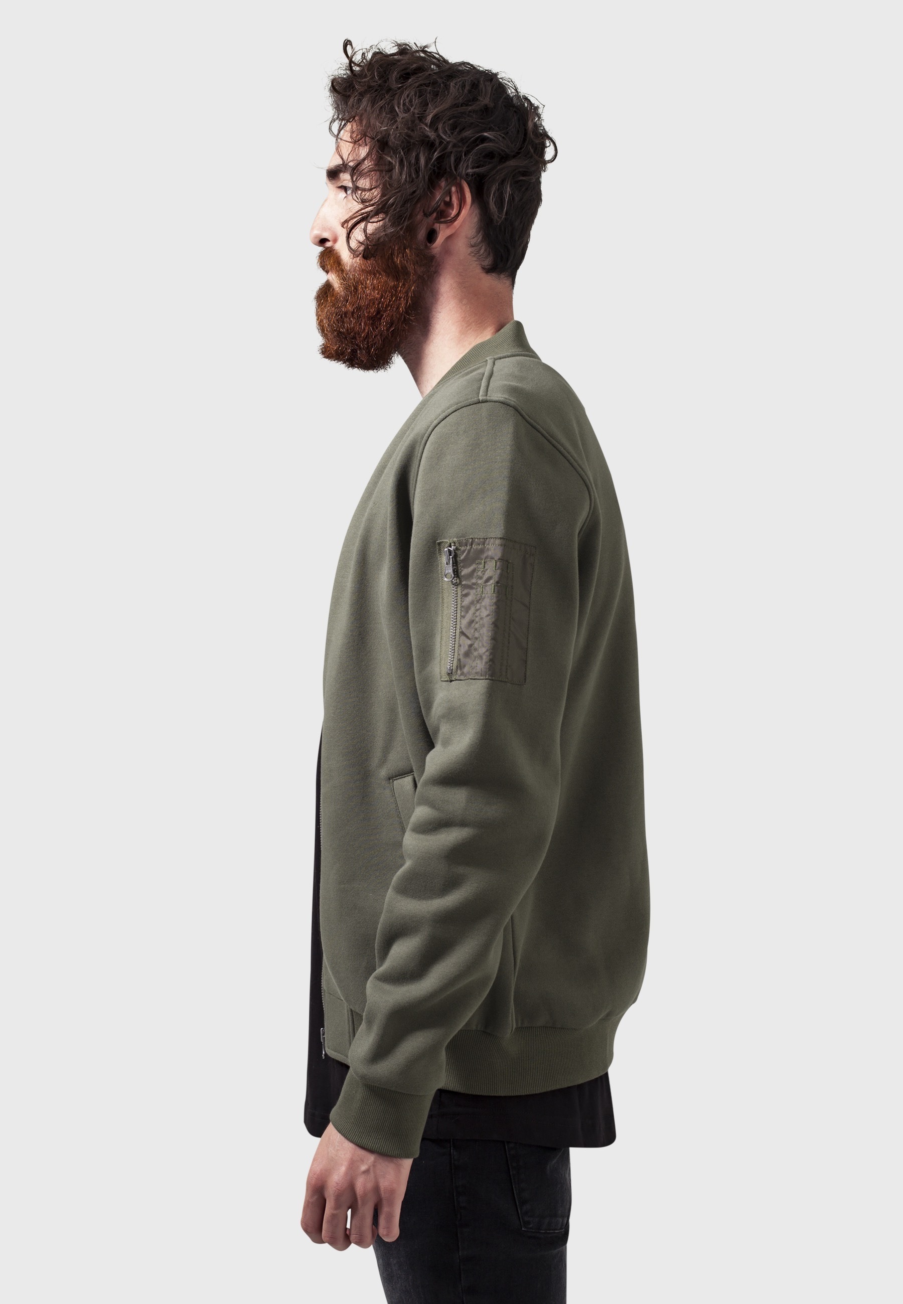 URBAN CLASSICS Anorak »Urban Classics Herren Sweat Bomber Jacket« 1 Stk. tlg. ohne Kapuze