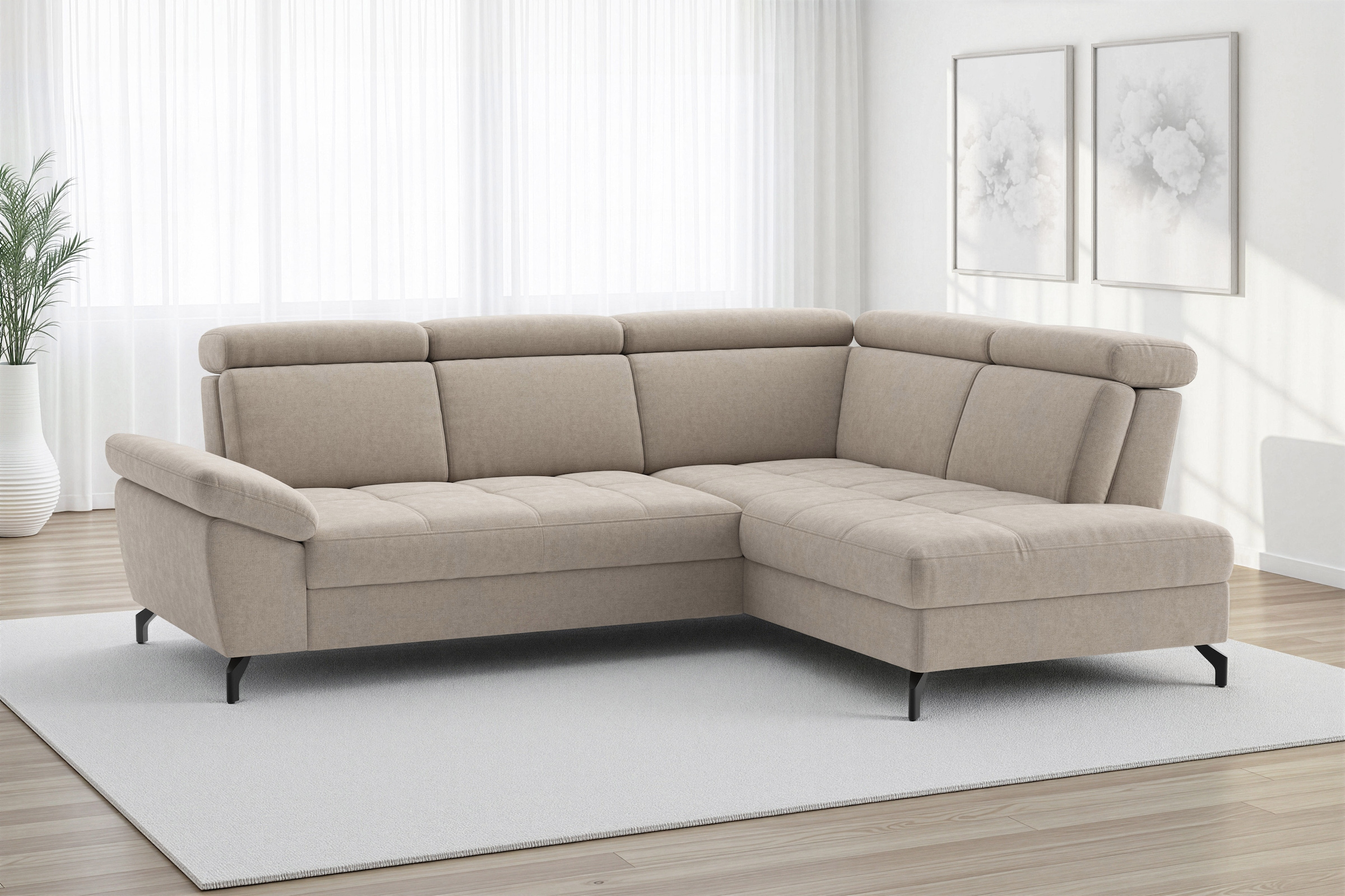 sit&more Ecksofa "Vanity; L-Form, B. 254 cm" Inkl.Sitz-,Kopf-und Armteilverstellung