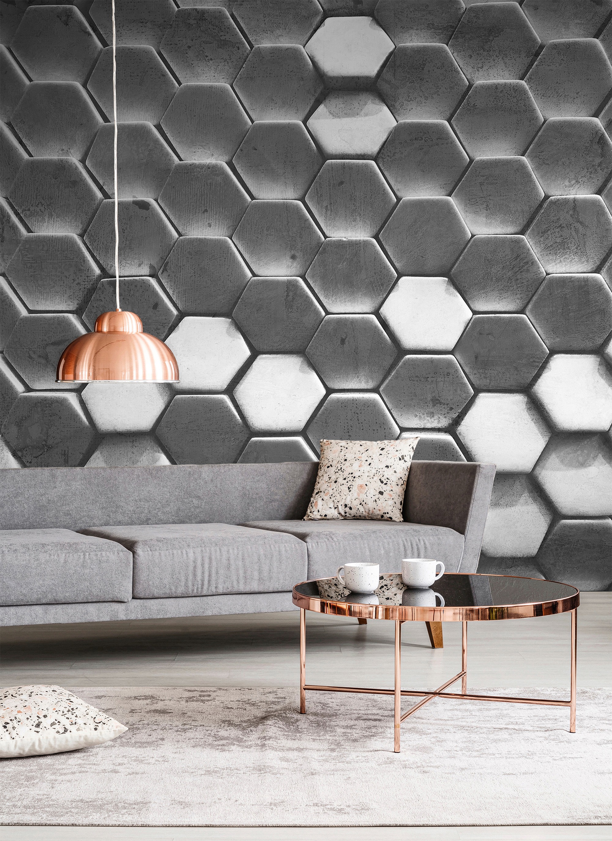 living walls Fototapete »Designwalls Hexagon Surface 1«, Vlies, Wand, Schräge, Decke