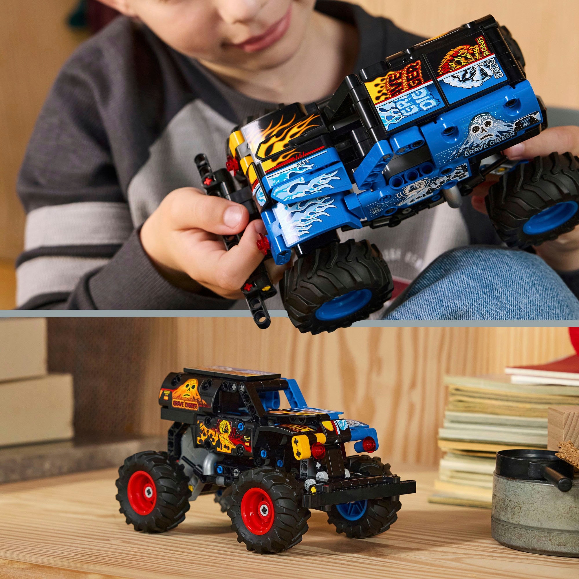 LEGO® Konstruktionsspielsteine »Monster Jam Grave Digger Feuer und Eis (42219), LEGO Technic«