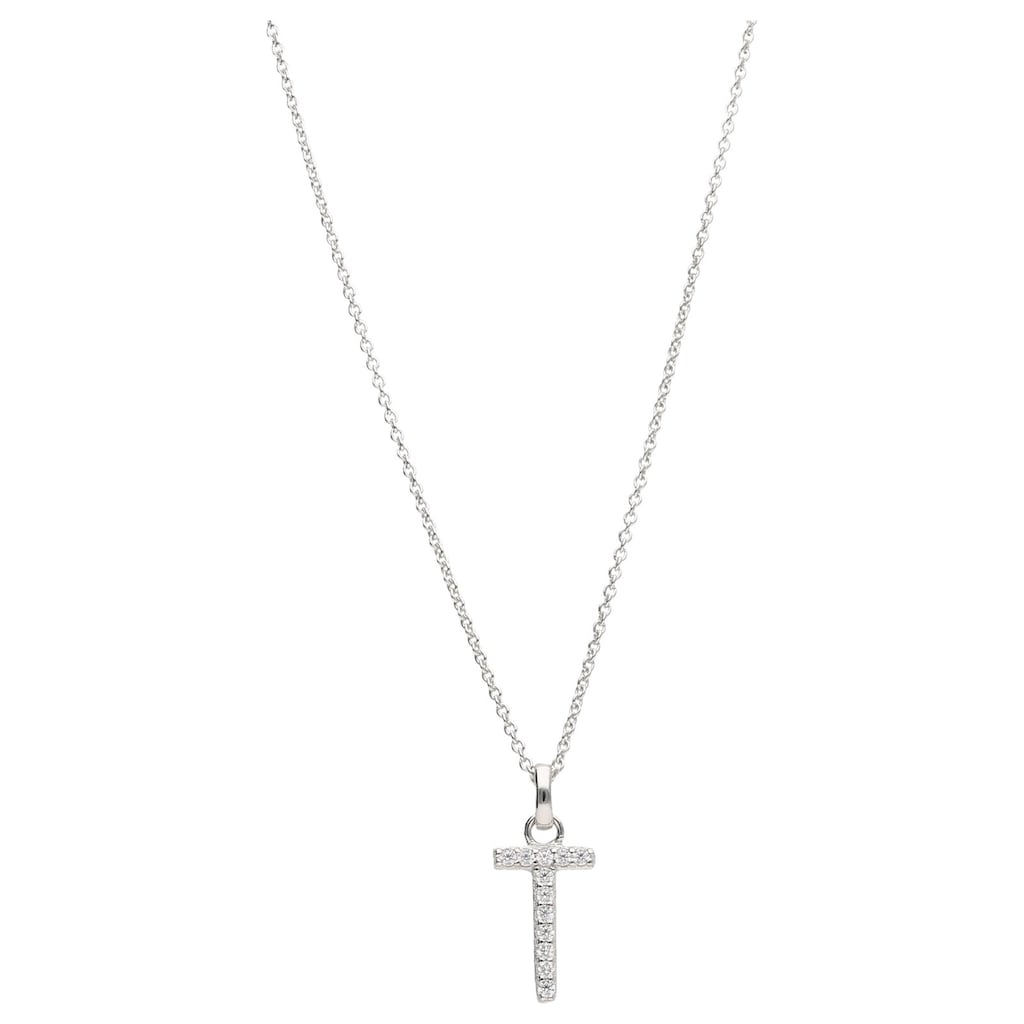 Smart Jewel Kette mit Anhänger »Buchstabe T mit Zirkonia Steine Silber 925« GE10027 Smart Jewel Kette mit Anhänger »Buchstabe T mit Zirkonia Steine Silber 925« GE10027