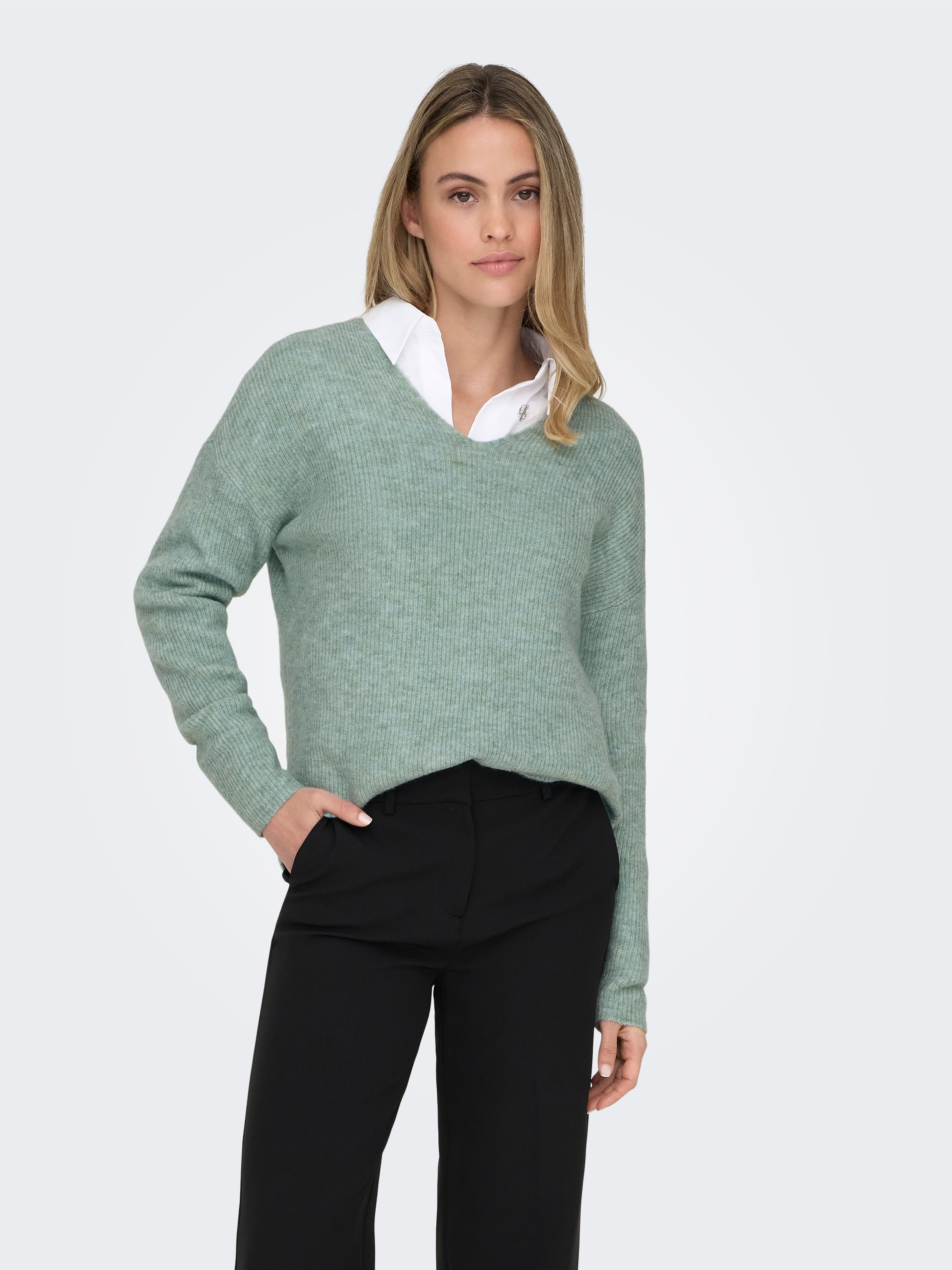 ONLY "ONLCAMILLA V-NECK L/S PULLOVER KNT NOOS" Materialmix, regular fit günstig online kaufen