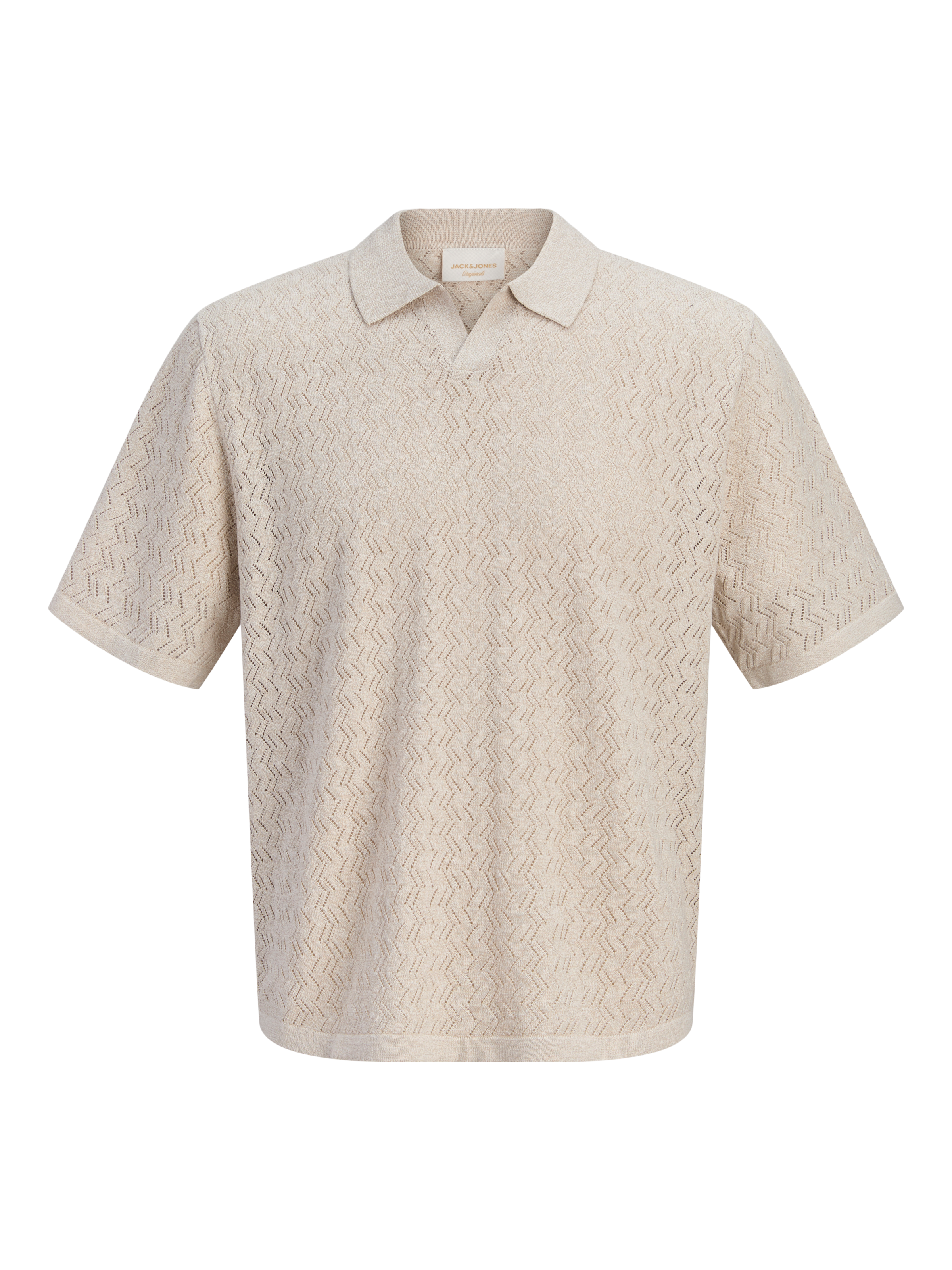 Jack & Jones Polokragenpullover "Jortyler Knit Ss Split Neck Polo Sn" Baumwollmischung, Regular Fit
