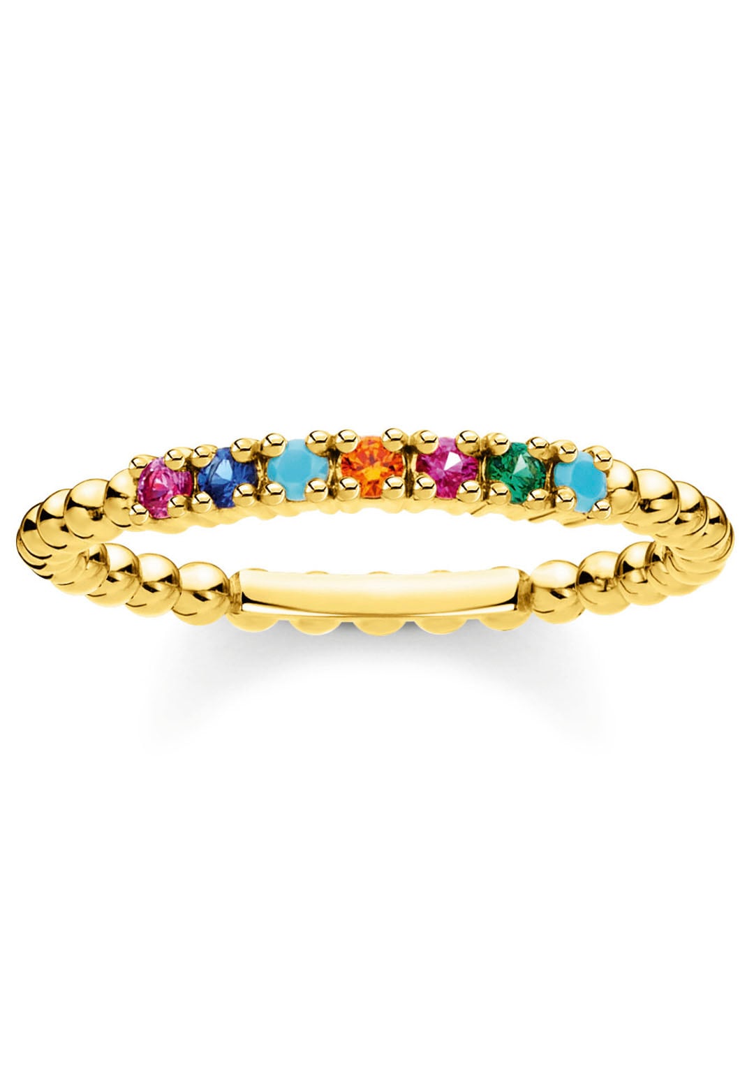 THOMAS SABO Fingerring »Kugeln mit Steinen, TR2323-051-14-52-60, TR2323-488-7-52-60«, mit Glas-Keramik Stein, Korund, Zirkonia (synth.)