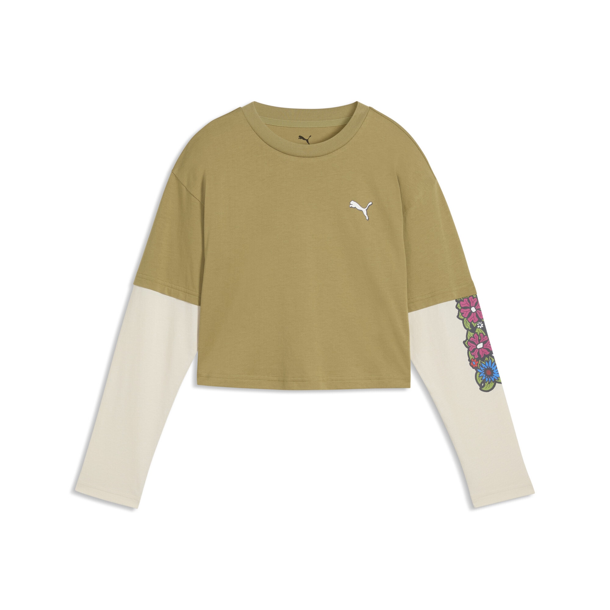 PUMA T-Shirt "MID 90s Relaxed Layered Cropped Langarmshirt Mädchen"