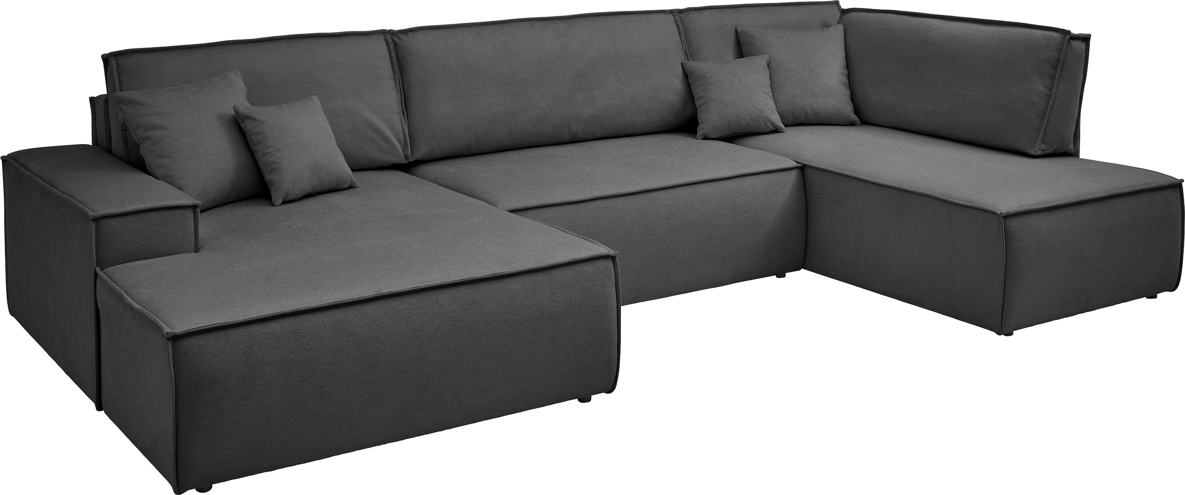 andas Wohnlandschaft »FINNLEY U-Form XXL 329 cm, Schlafsofa, Schlaffunktion m. Bettkasten«, (194/139 cm), Bouclé, Struktur und Cord