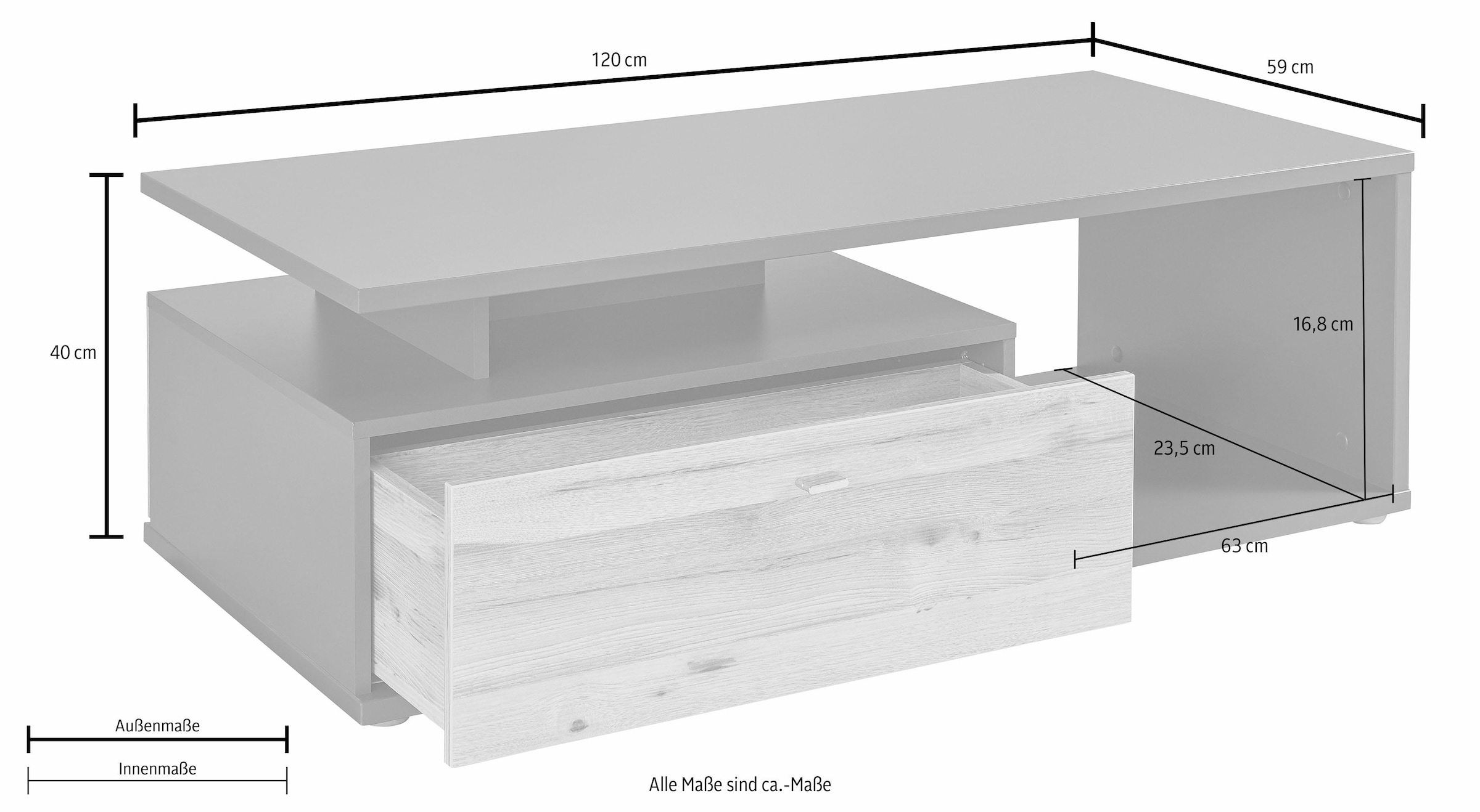 FORTE Couchtisch, Breite 120 cm