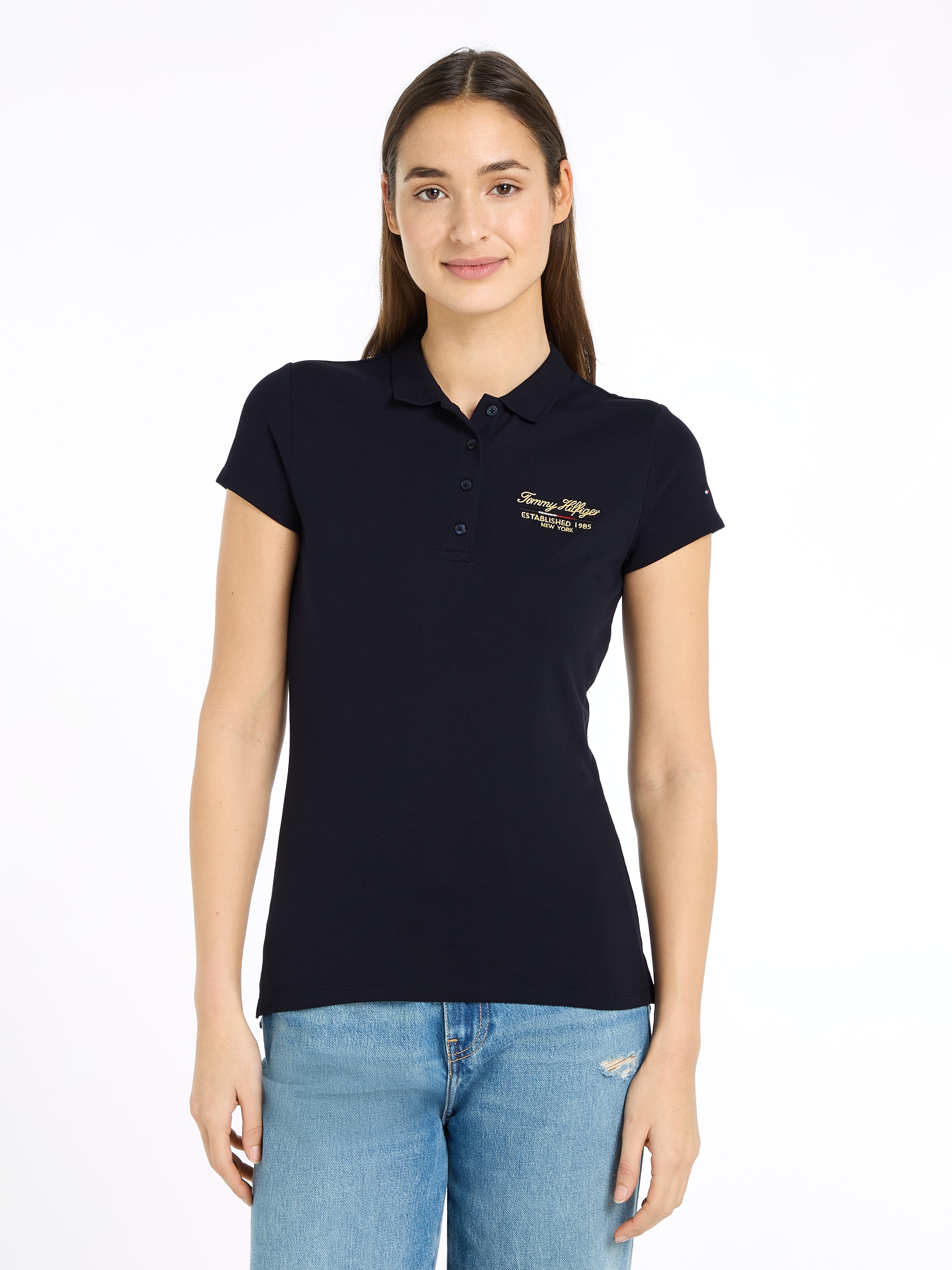 Tommy Hilfiger Poloshirt "SLIM SCRIPT GRAPHIC POLO SS", mit Tommy Hilfiger Script Logo-Schriftzug