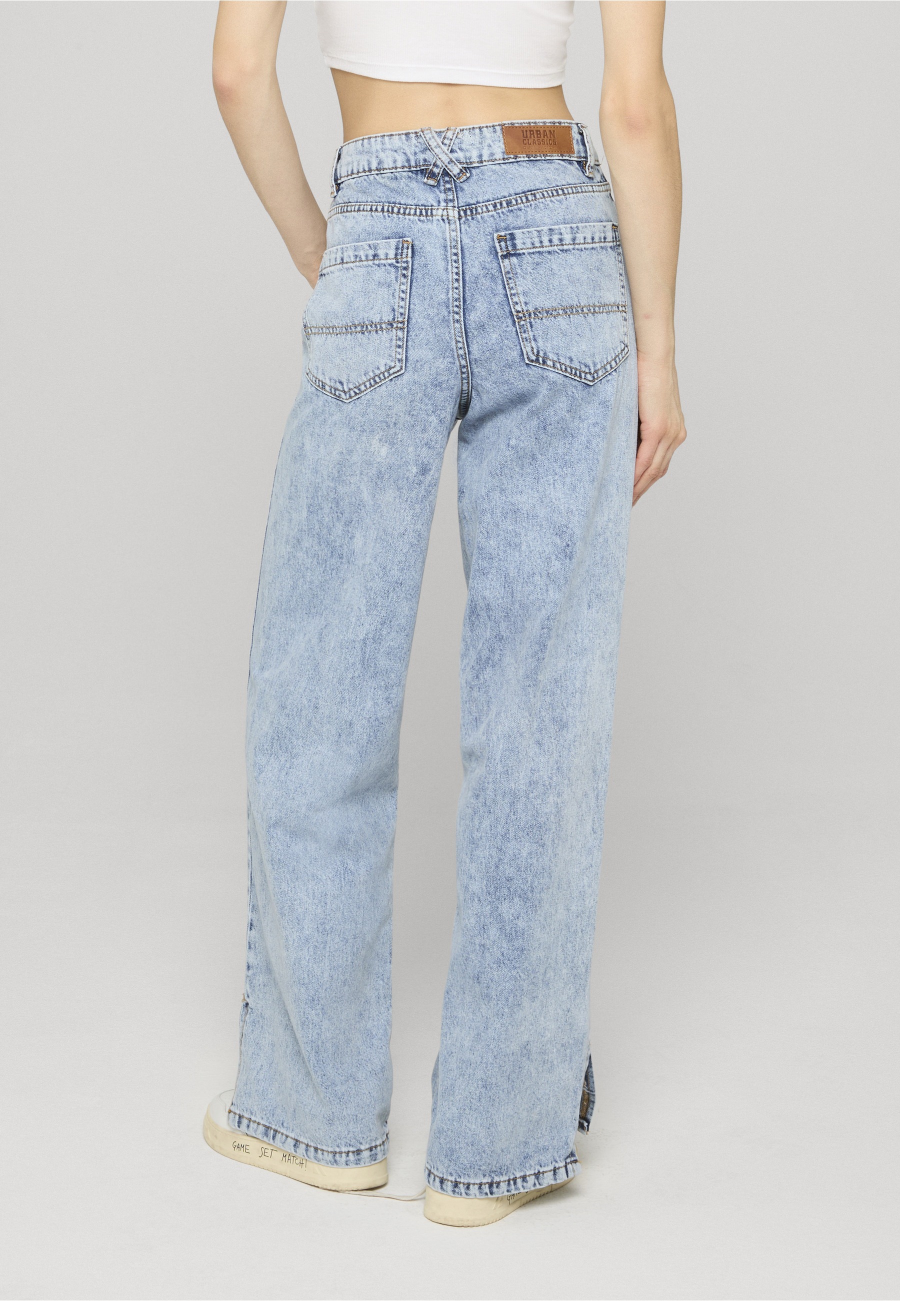 URBAN CLASSICS Bequeme Jeans »Urban Classics Damen Ladies Wide Leg Slit Denim«