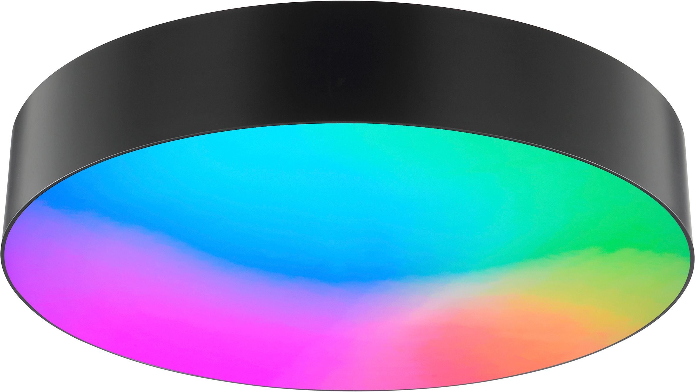 "BRILLIANT LED Deckenleuchte ""Samir"", bunt (schwarz), 1, Ø 39cm H: 7,5cm, 1 Stk., Leuchten, Intense RGB, Ø 39 cm, 2300 lm, CCT 3000-6500 K