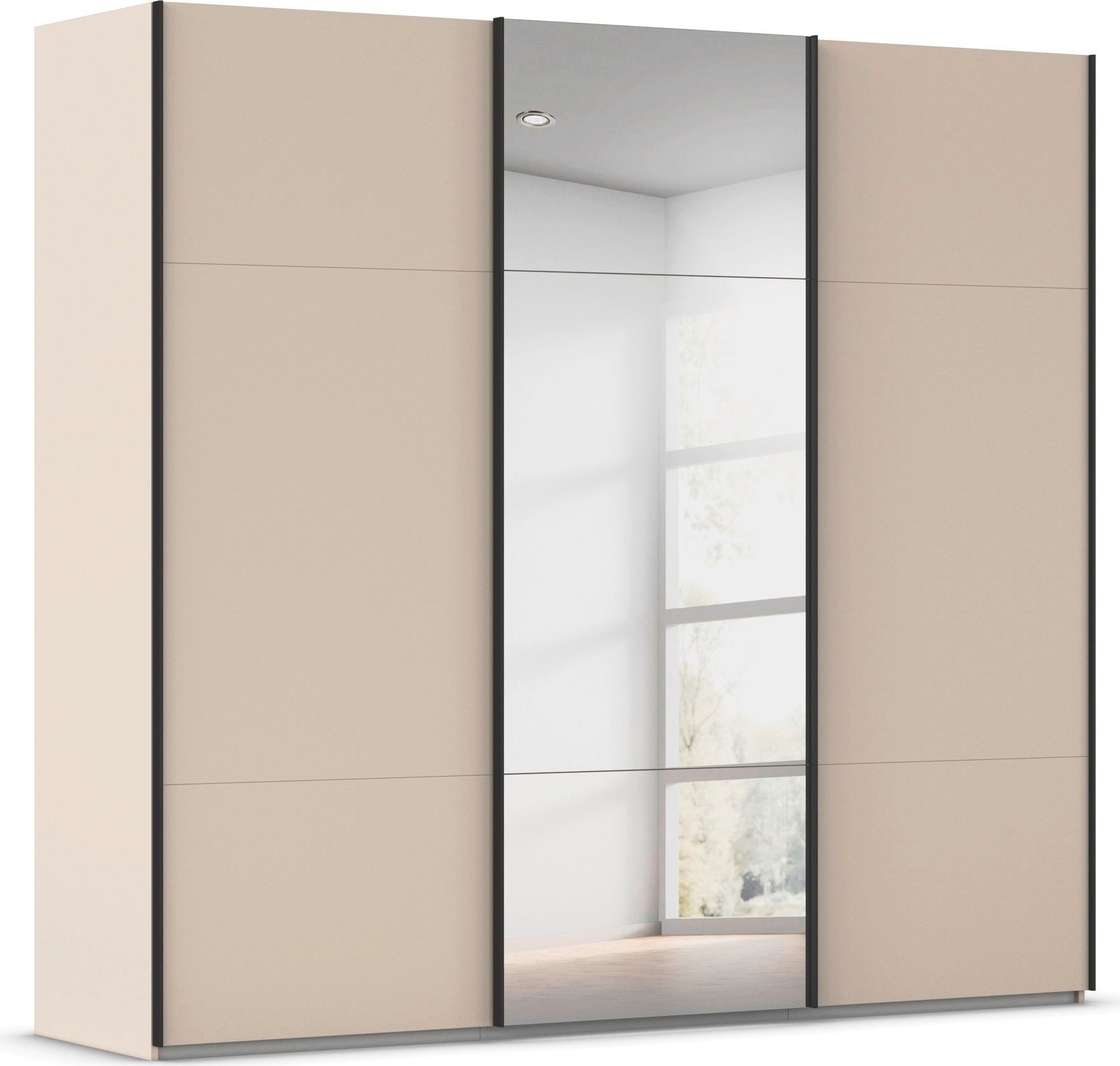 rauch Schwebetürenschrank "Kleiderschrank Schrank Garderobe Schlafzimmerschrank CONTIDO" 3 verschiedene Ausstattungen BASIC/CLASSIC/PREMIUM (inkl. SOFT-CLOSE), aus hochwertigem Material in 6 Breiten 2 Griff-Farben MADE IN GERMANY