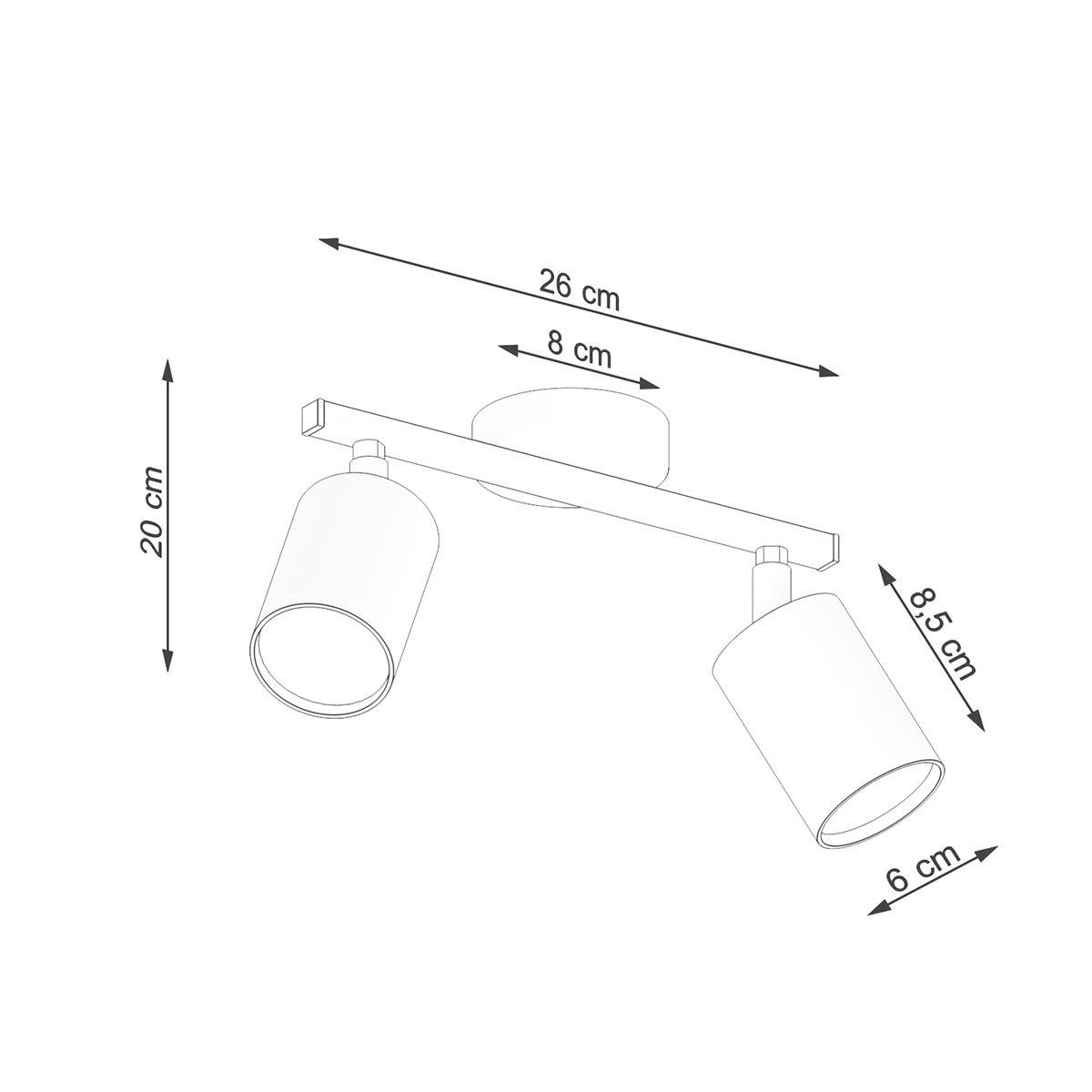 SOLLUX lighting Deckenleuchte »LEMMI«, 2 flammig, Leuchtmittel GU10 | ohne Leuchtmittel, beweglicher Lampenschirm