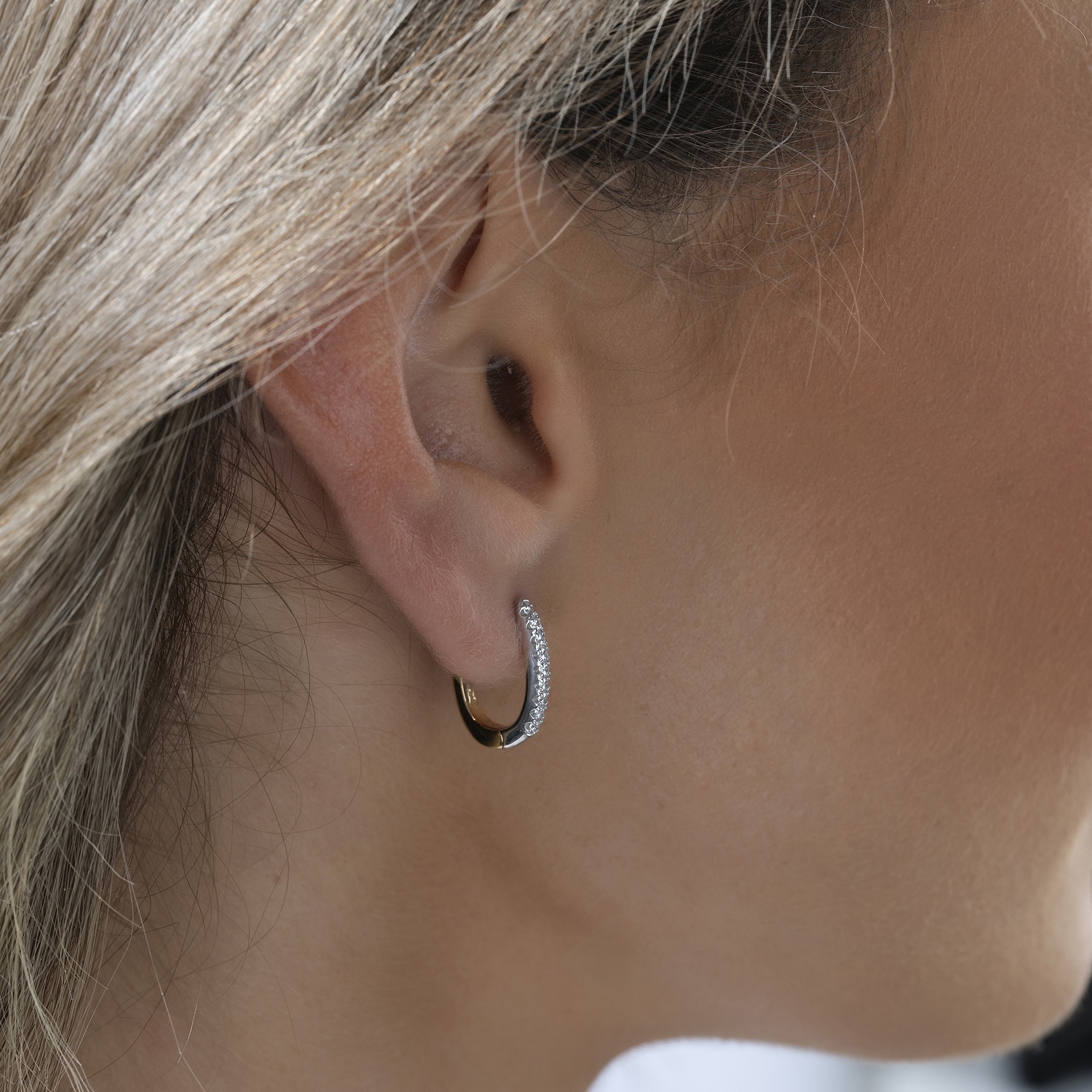 Zeeme Paar Creolen »925/- Sterling Silber rhodiniert und vergoldet Zirkonia«