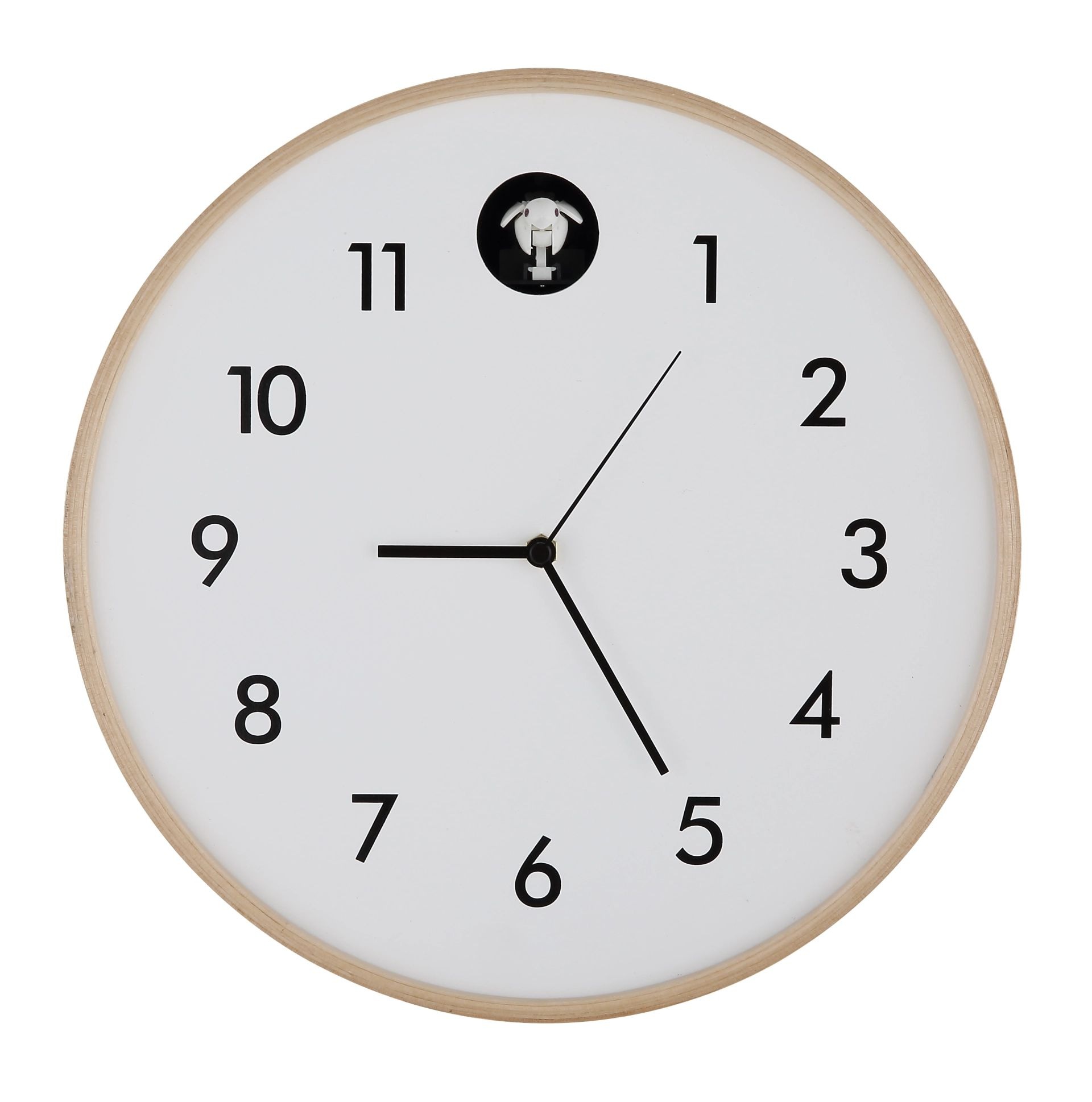 GLOBO LIGHTING Dekolicht "CLOCKY", 1 Stk., weiß, Leuchten, Uhr, Holz, Zeiger und Ziffern, Kuckucksfunktion