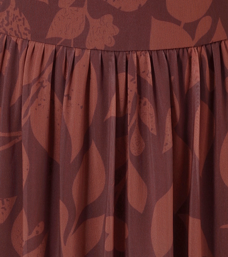 Aniston SELECTED Midikleid, mit floralem Blättermuster in warmen Brauntönen - NEUE KOLLEKTION