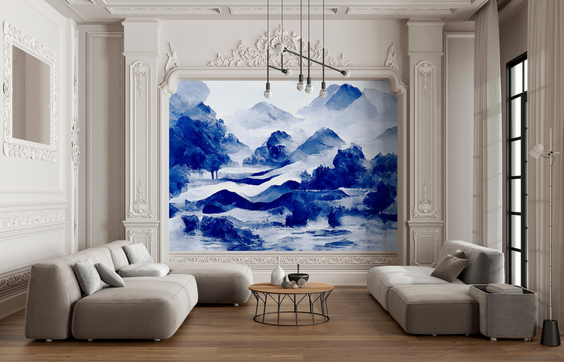 living walls Vliestapete "Berglandschaft-Tapete Asiatischer Stil Vliestapete" matt glatt