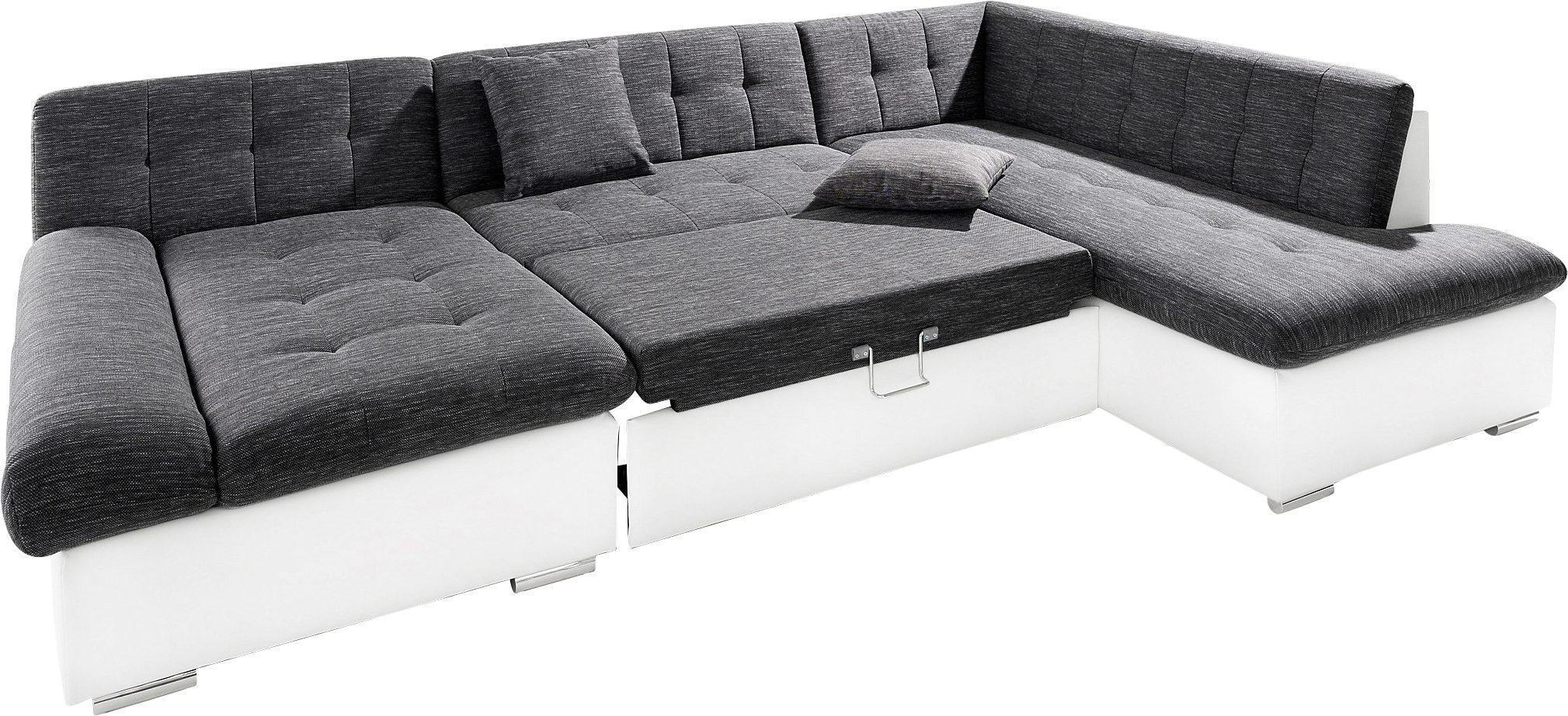TRENDMANUFAKTUR Wohnlandschaft »Reggae modern und bequem, aktueller Materialmix, U-Form«, inkl. verstellbare Armlehne, wahlweise mit Bettfunktion