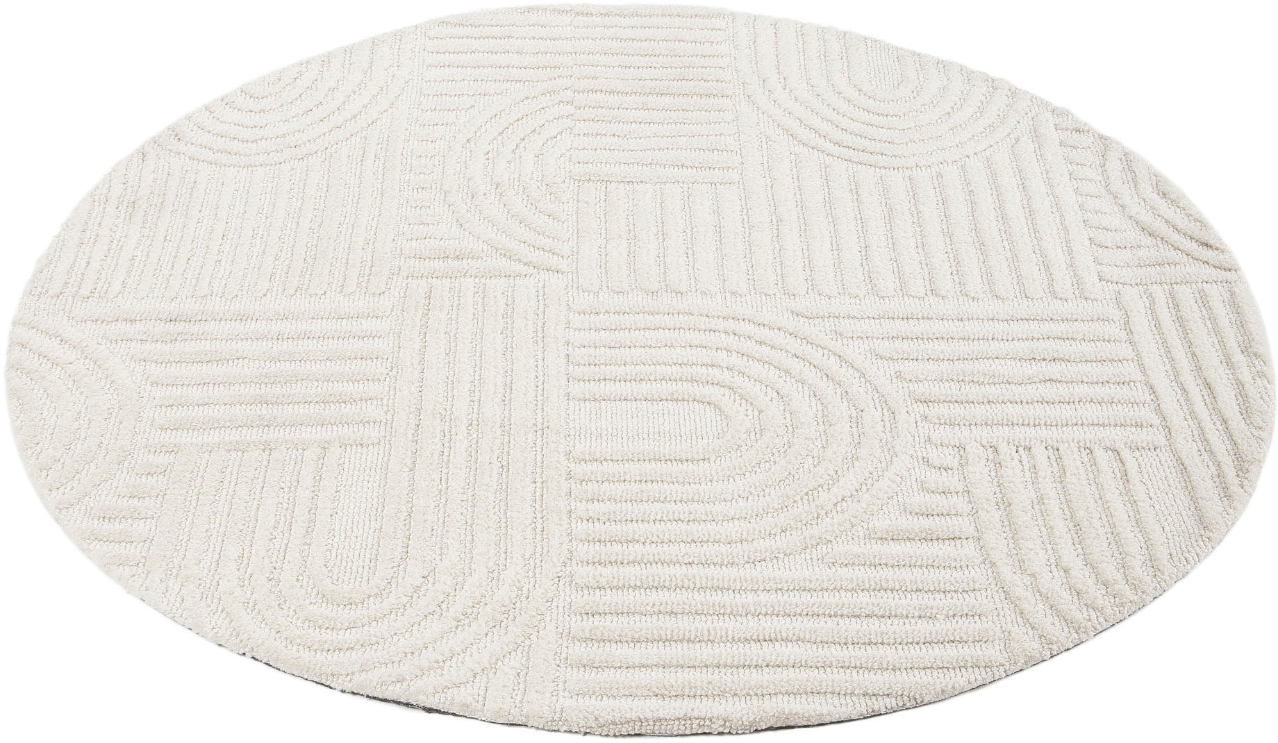 carpetfine Teppich »Holly 4 - Soft Touch Microfaser Teppich«, rund, 12 mm Höhe, Boho Scandi, weiche dichte getuftete Hoch-Tief-Struktur, Wohnzimmer