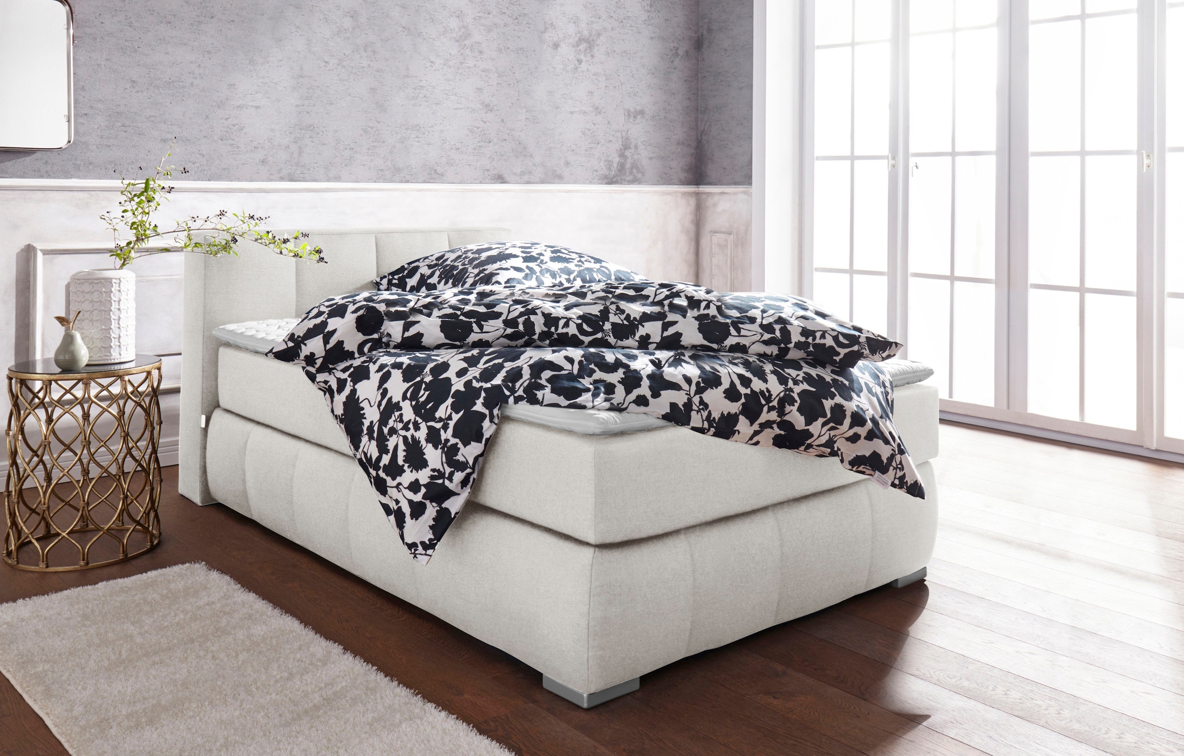 Guido Maria Kretschmer Home&Living Boxspringbett »Chelles«, inkl. Topper, in XXL- Überlänge 220 cm, Unterbox mit feine Wölbung