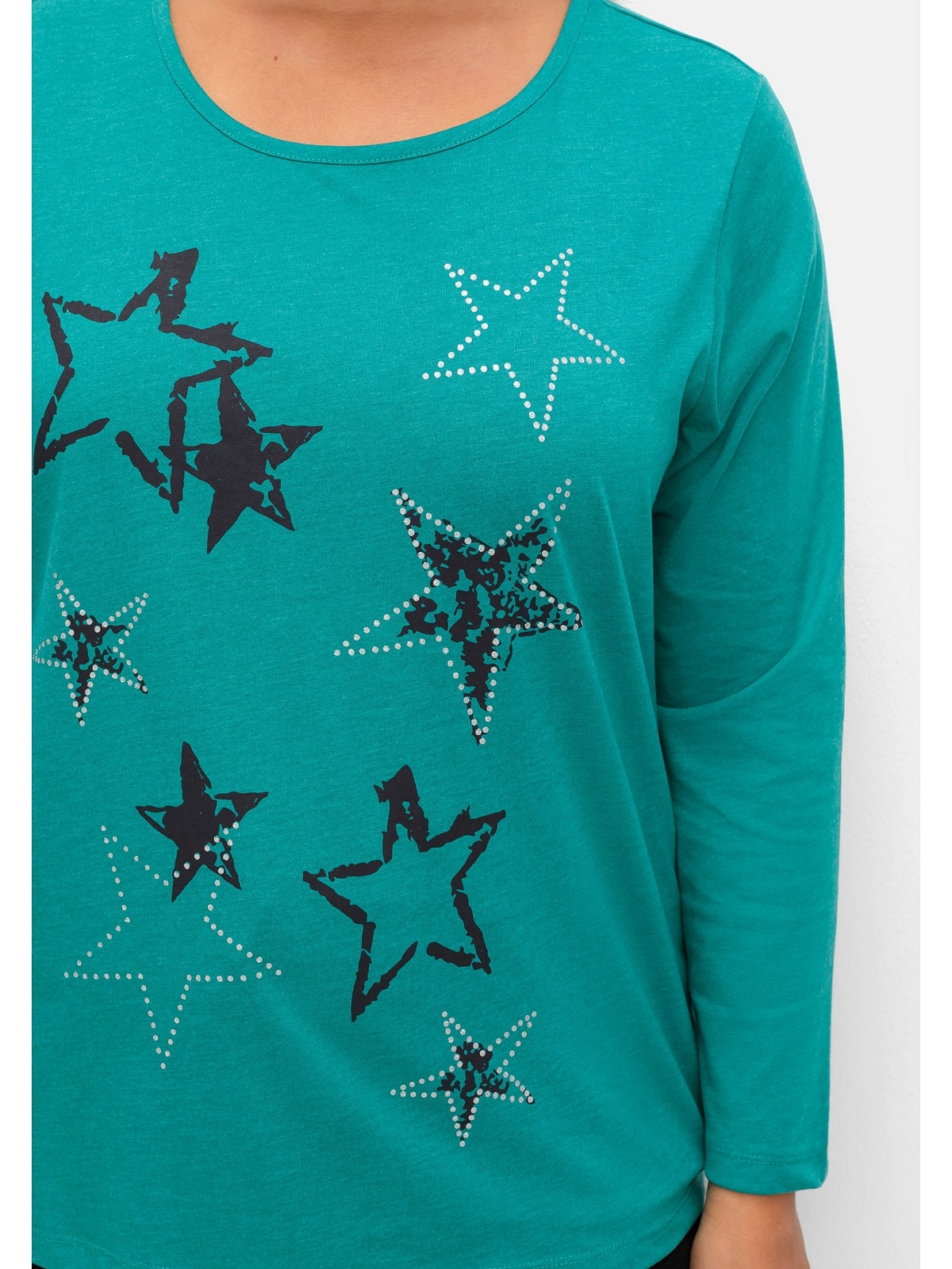 Sheego Langarmshirt »Große Größen«, mit Sternen-Frontdruck online kaufen |  BAUR
