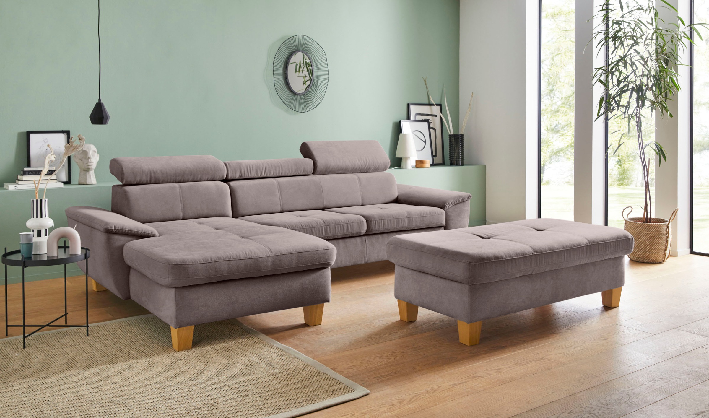 exxpo - sofa fashion Ecksofa »Enya, aufwendige Detailverarbeitung, hoher Sitzkomfort, bequem, L-Form«, inkl. Kopfteilverstellung, wahlweise mit Bettfunktion und Bettkasten