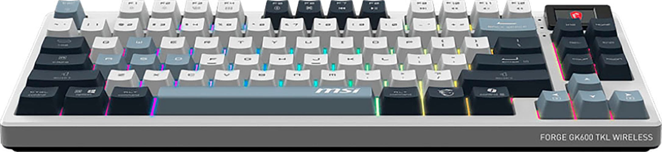 MSI Gaming-Tastatur »FORGE GK600 TKL WIRELESS SKY«, (Antirutsch-Füße-Funktionstasten-Licht-Bewegungs-Sensor-Multimedia-Tasten-USB-Anschluss-Windows-Sperrtaste-Lautstärkeregler)