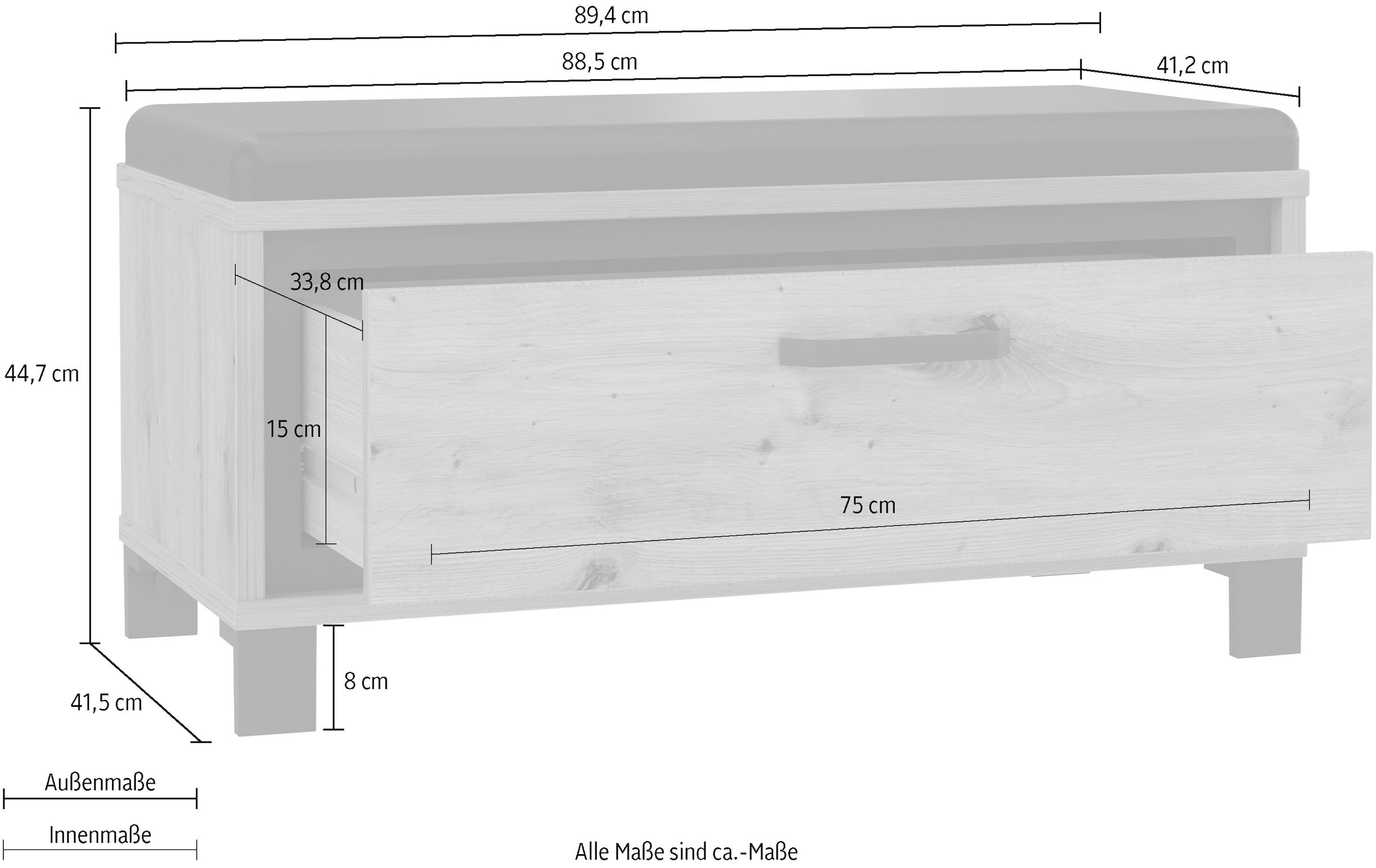 FORTE Sitzbank, Breite ca. 90 cm, inkl. Sitzauflage