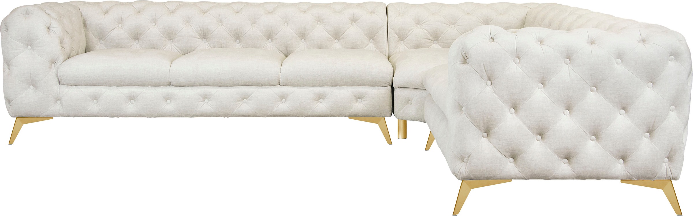 Leonique Chesterfield-Sofa "Ecksofa GLYNIS L-Form mit Wellenunterfederung, günstig online kaufen