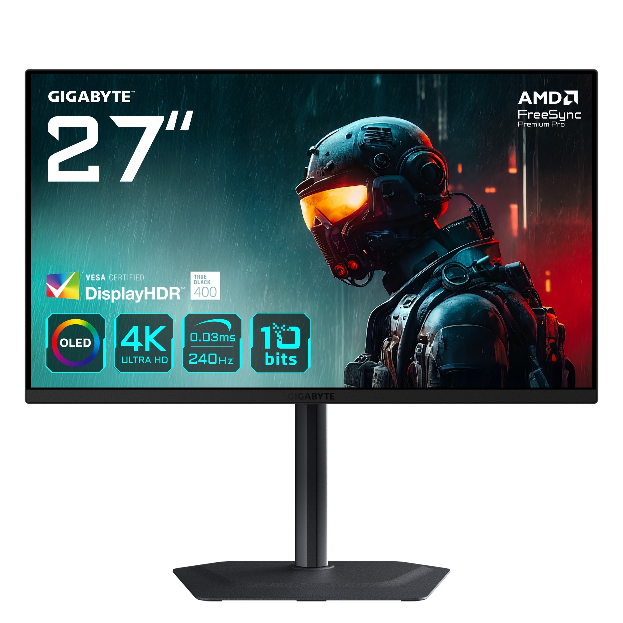 GIGABYTE OLED-Monitor "MO27U2", schwarz, Monitore, dreh-, neig-,schwenk-, höhenverstellbar, Lautsprecher
