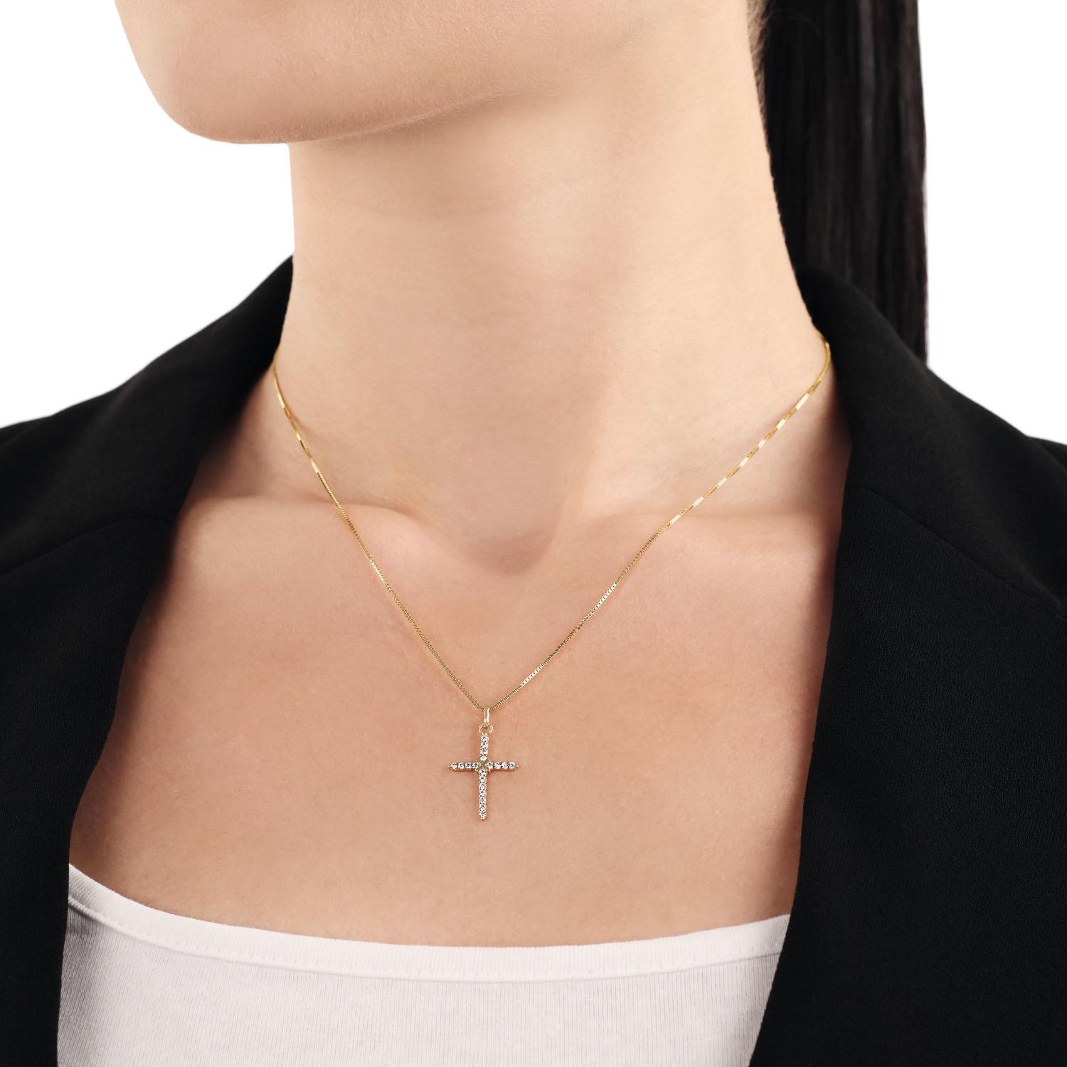Amor Kettenanhänger »Kreuz, 2035555«, mit Zirkonia (synth.)