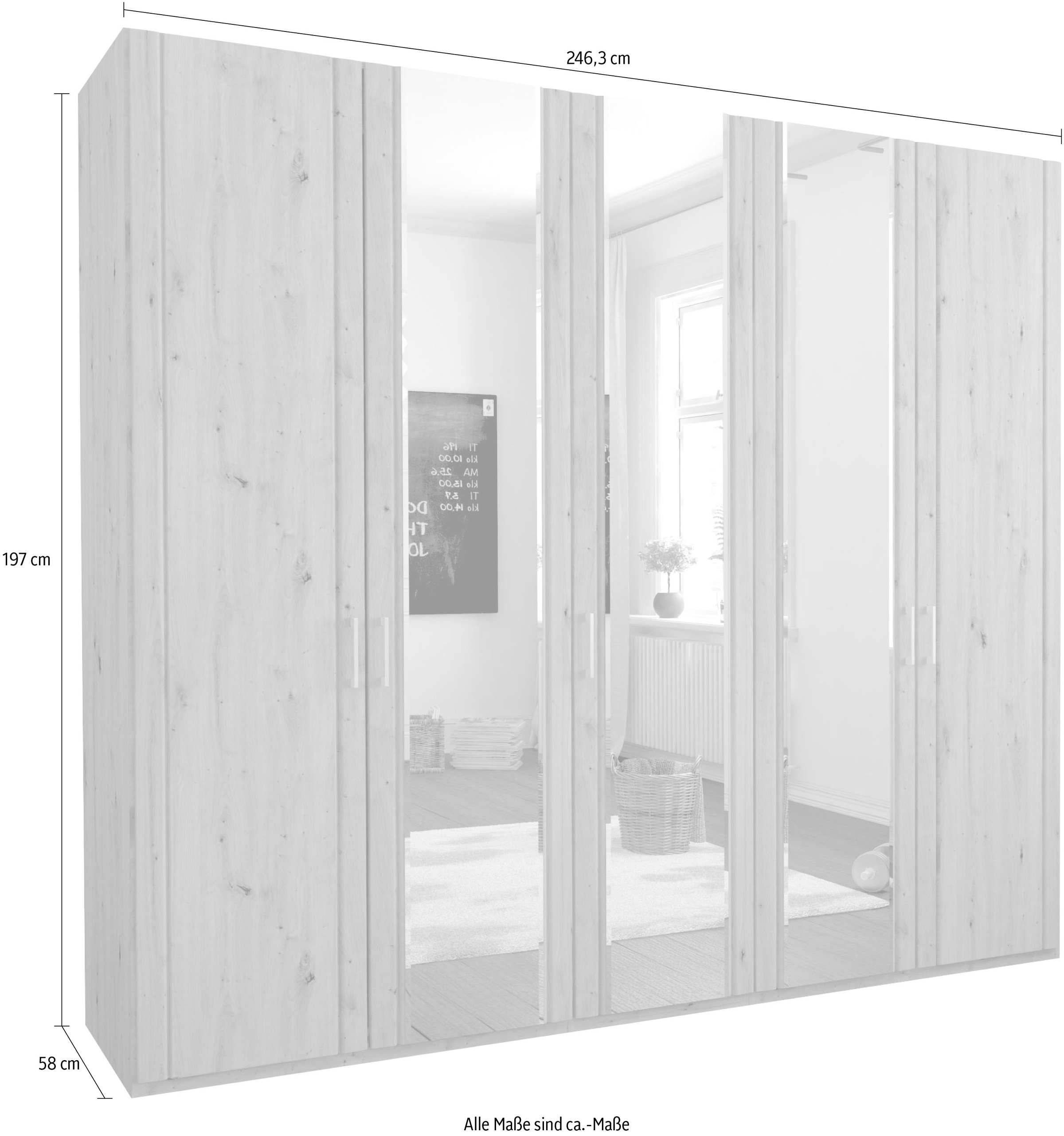 WIEMANN Drehtürenschrank »Mainau«, mit Holz- und Spiegeltüren