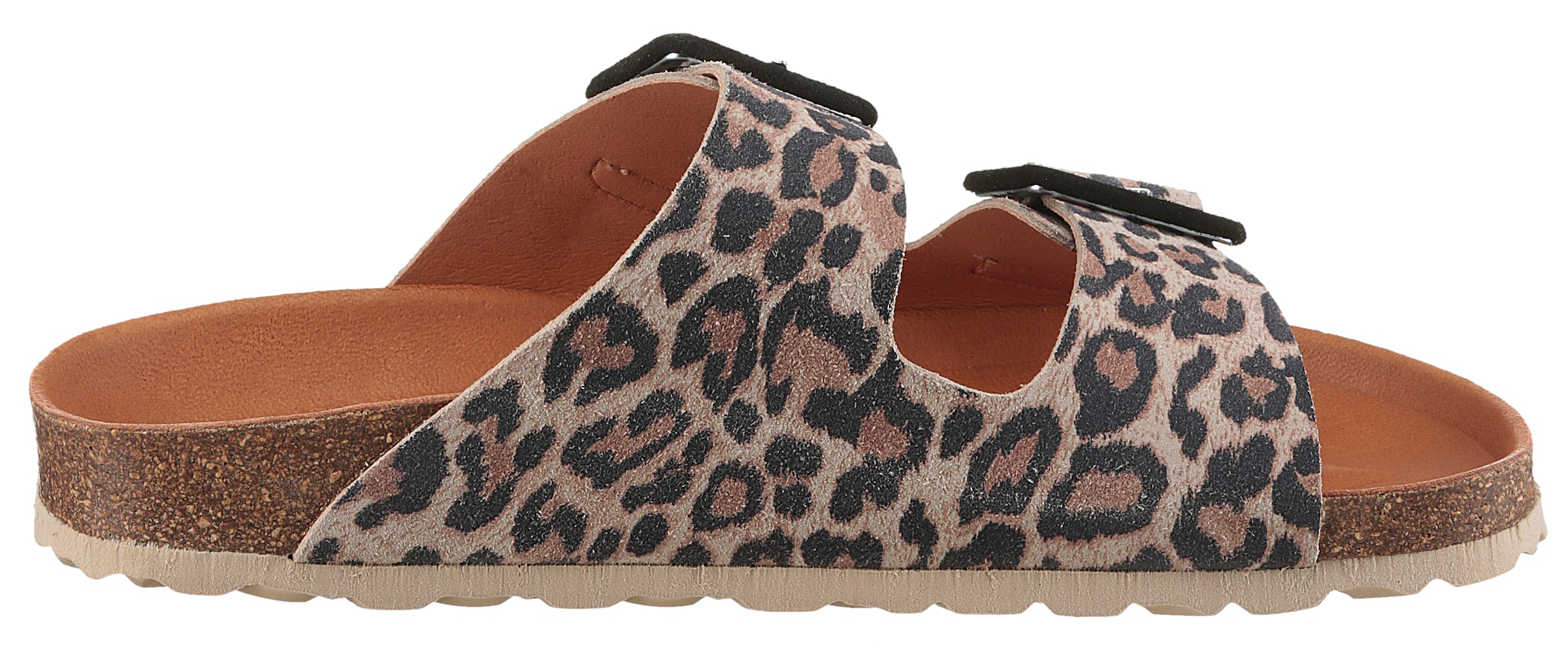 VERBENAS Pantolette »Randell Leopardo«, Sommerschuh, Schlappen, Hausschuh mit Softfußbett