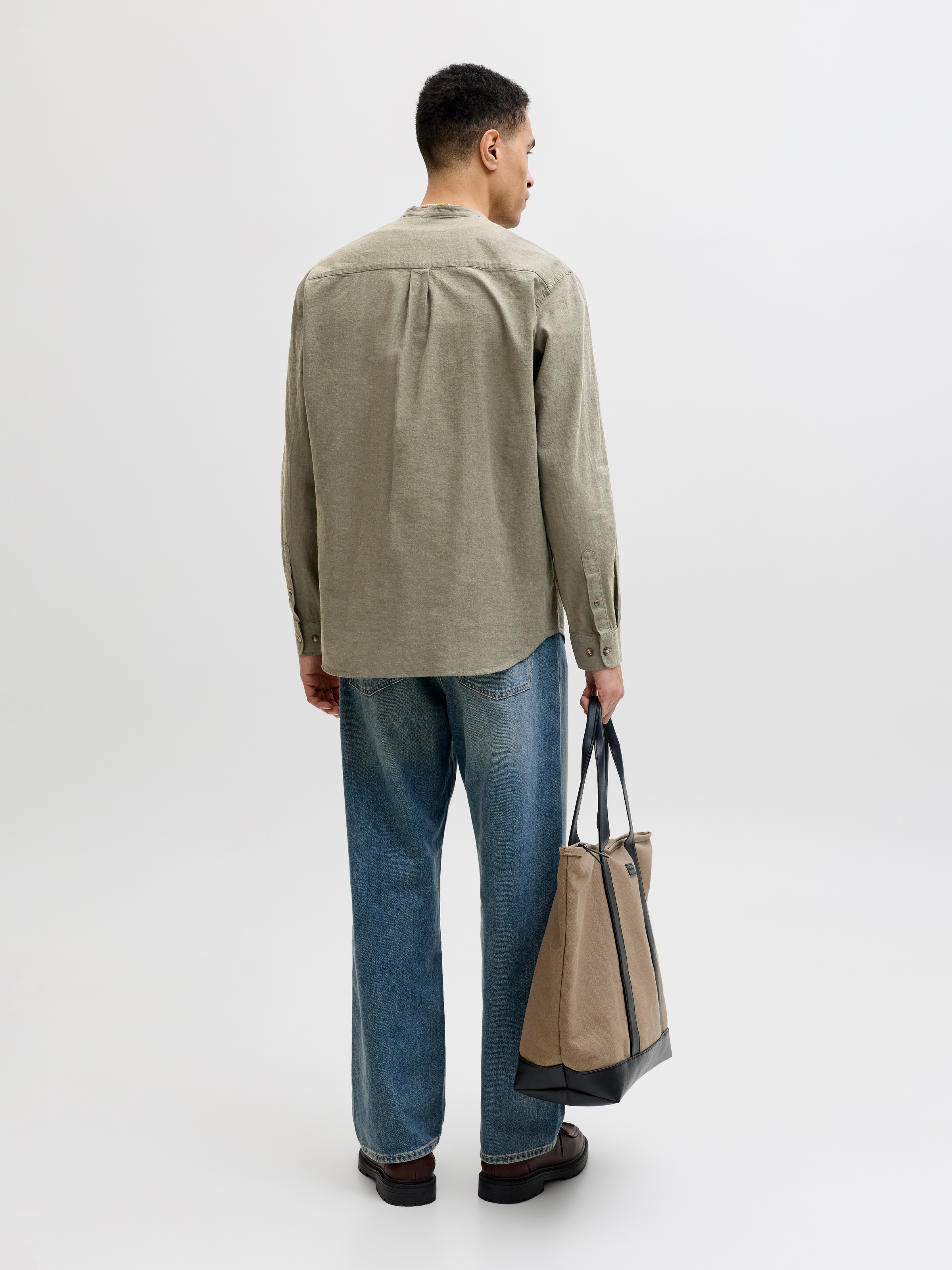 Jack & Jones Langarmhemd »JJESUMMER LINEN BLEND BAND SHIRT L/S SN« Baumwollmischung, regular fit
