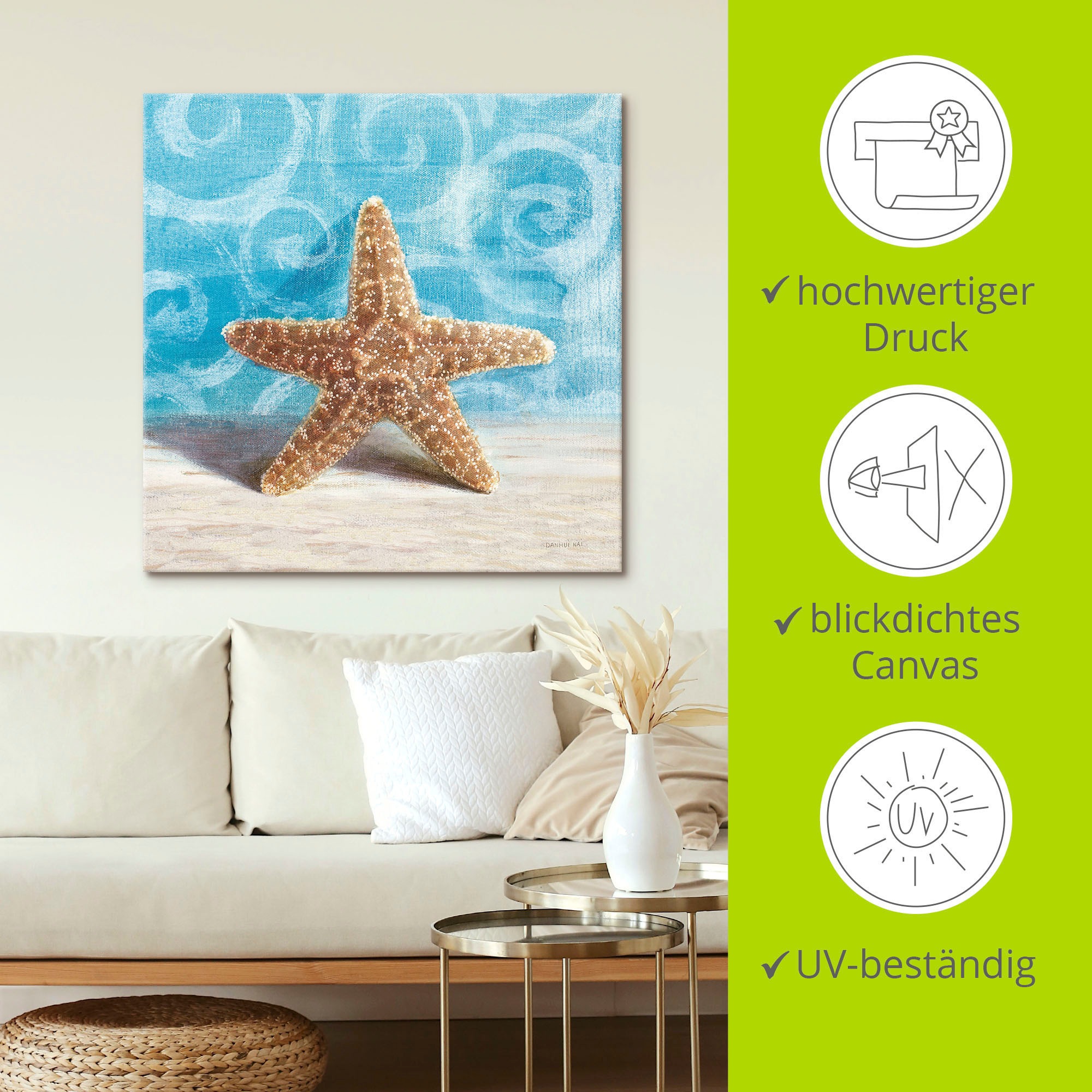 Artland Leinwandbild »Geschenke aus dem Meer III«, Wassertiere, (1 St.), auf Keilrahmen gespannt