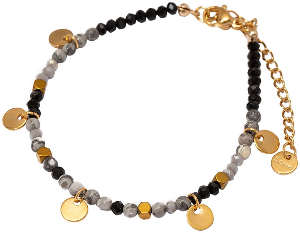 Firetti Armband »Schmuck Geschenk Edelstahl Armschmuck Armkette Edelstein Plättchen«, Made in Germany - mit Labradorit oder Achat