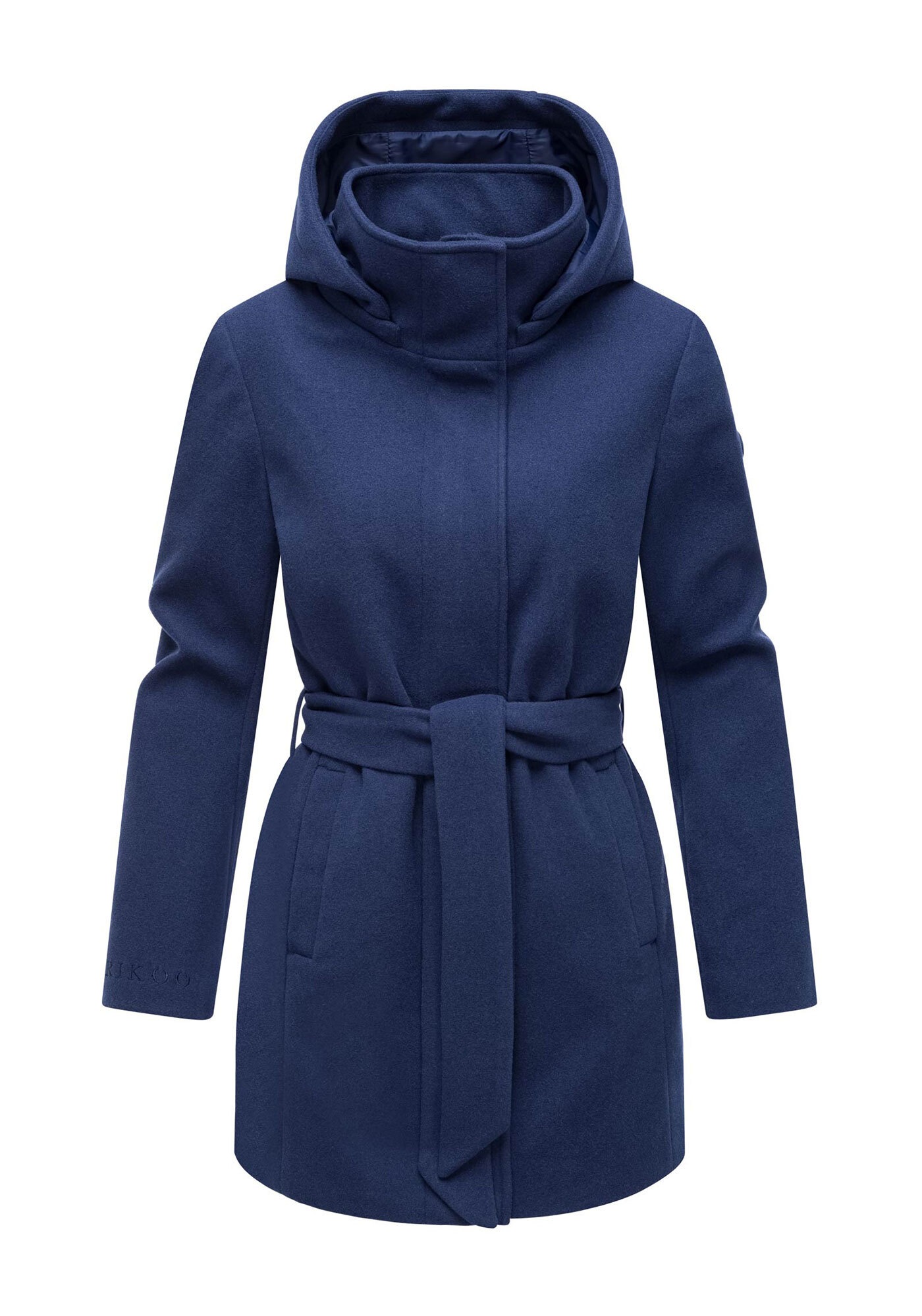 Marikoo Kurzmantel »Katalinaa«, Eleganter Wickel Mantel mit Taillengürtel und Oversized Hood Kapuze