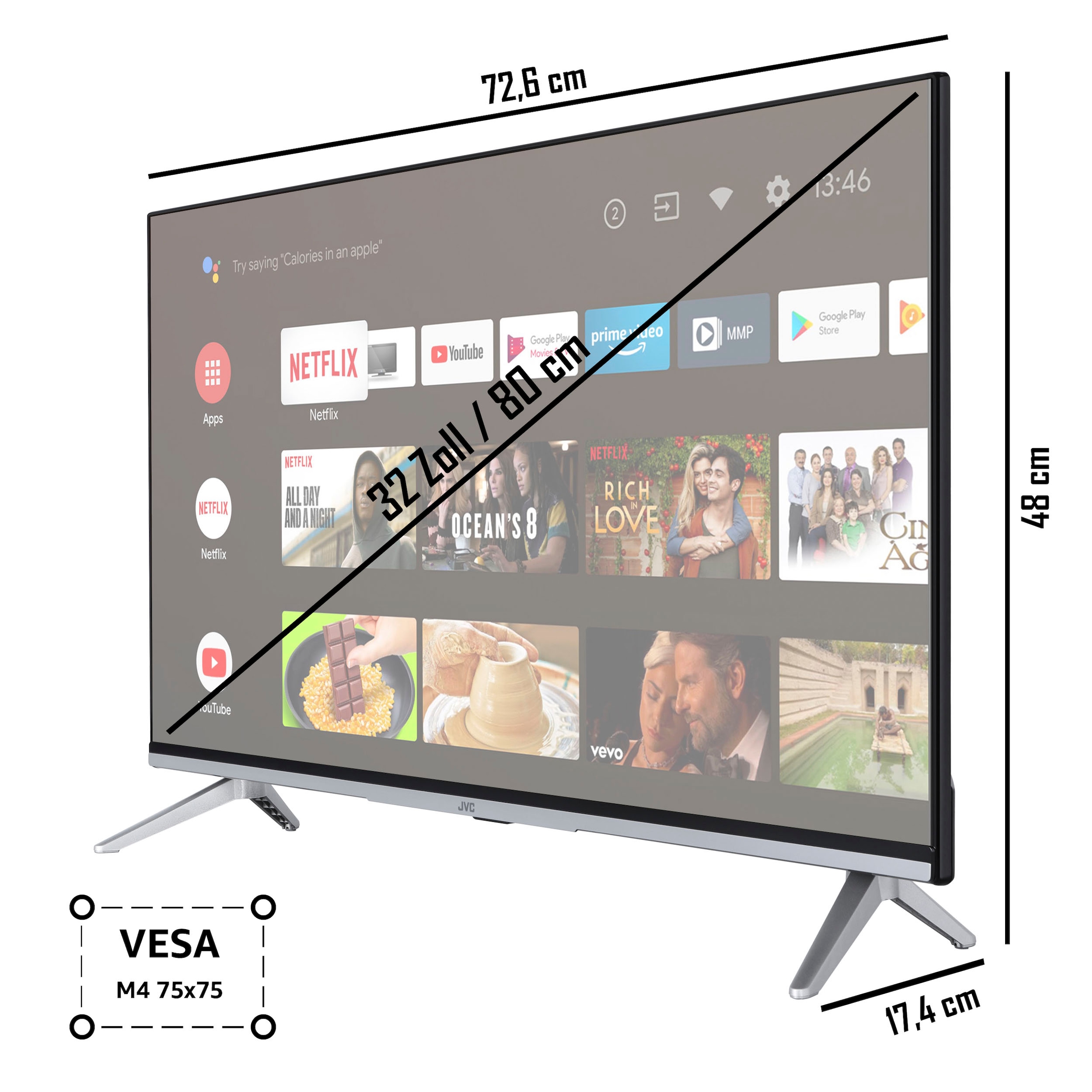 JVC LED-Fernseher, 80 cm/32 Zoll, Full HD, Smart-TV-Android TV
