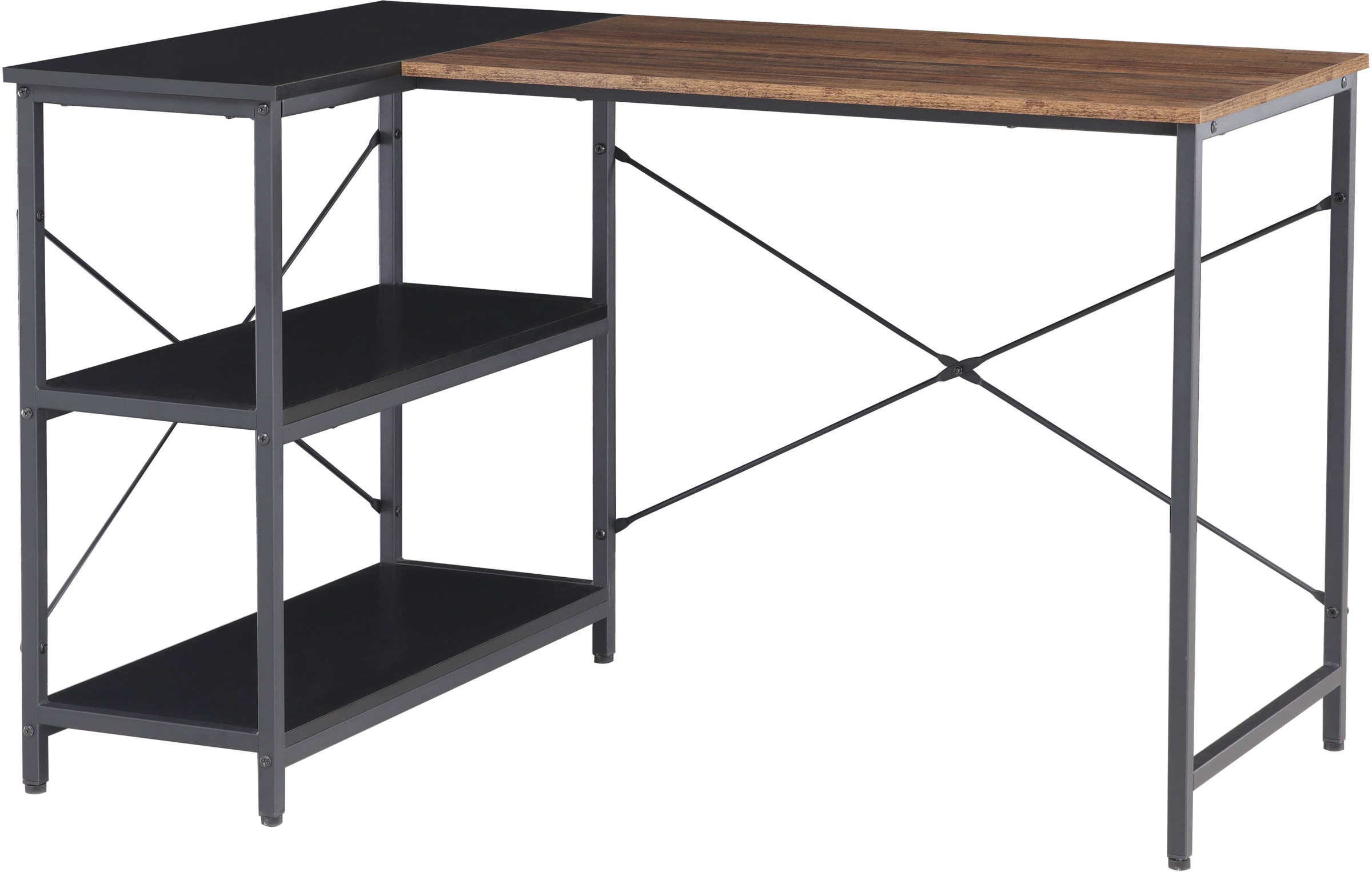 INOSIGN Eckschreibtisch »Skruva, Computertisch, Basteltisch«, Metallgestell, Eckregal, ABS-Kanten, Gesamtbreite 120 cm