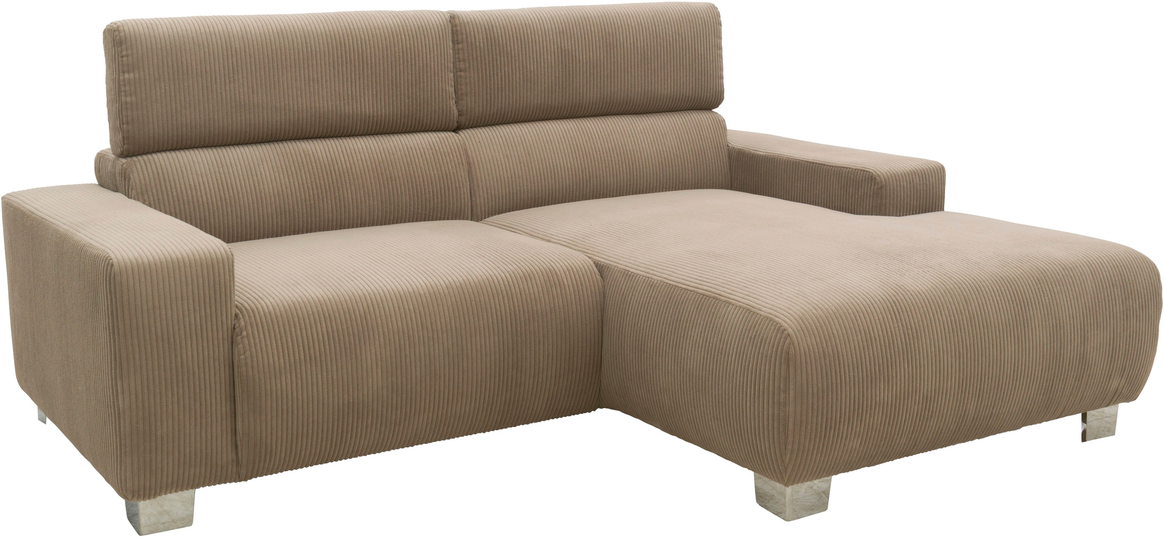 DOMO collection Ecksofa »100030 inkl. Kopfteilverstellung, guter Sitzkomfort, Cordbezug, L-Form«, mit komfortabler Wellenunterfederung, ideal für kleine Räume