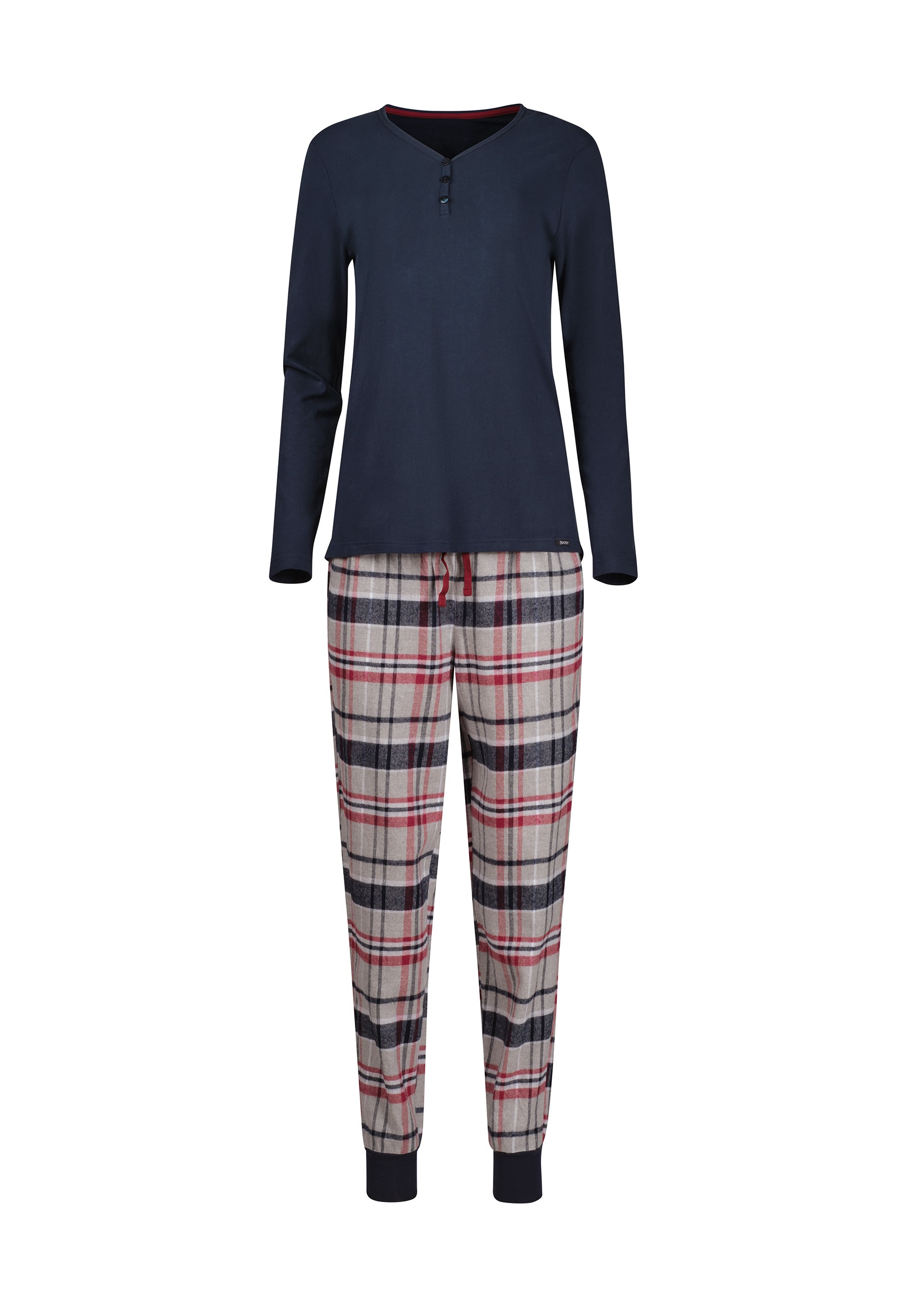 Skiny Pyjama "Night In Skiny Flanell" 2 tlg. elastischer Bund, Bindeband, O günstig online kaufen