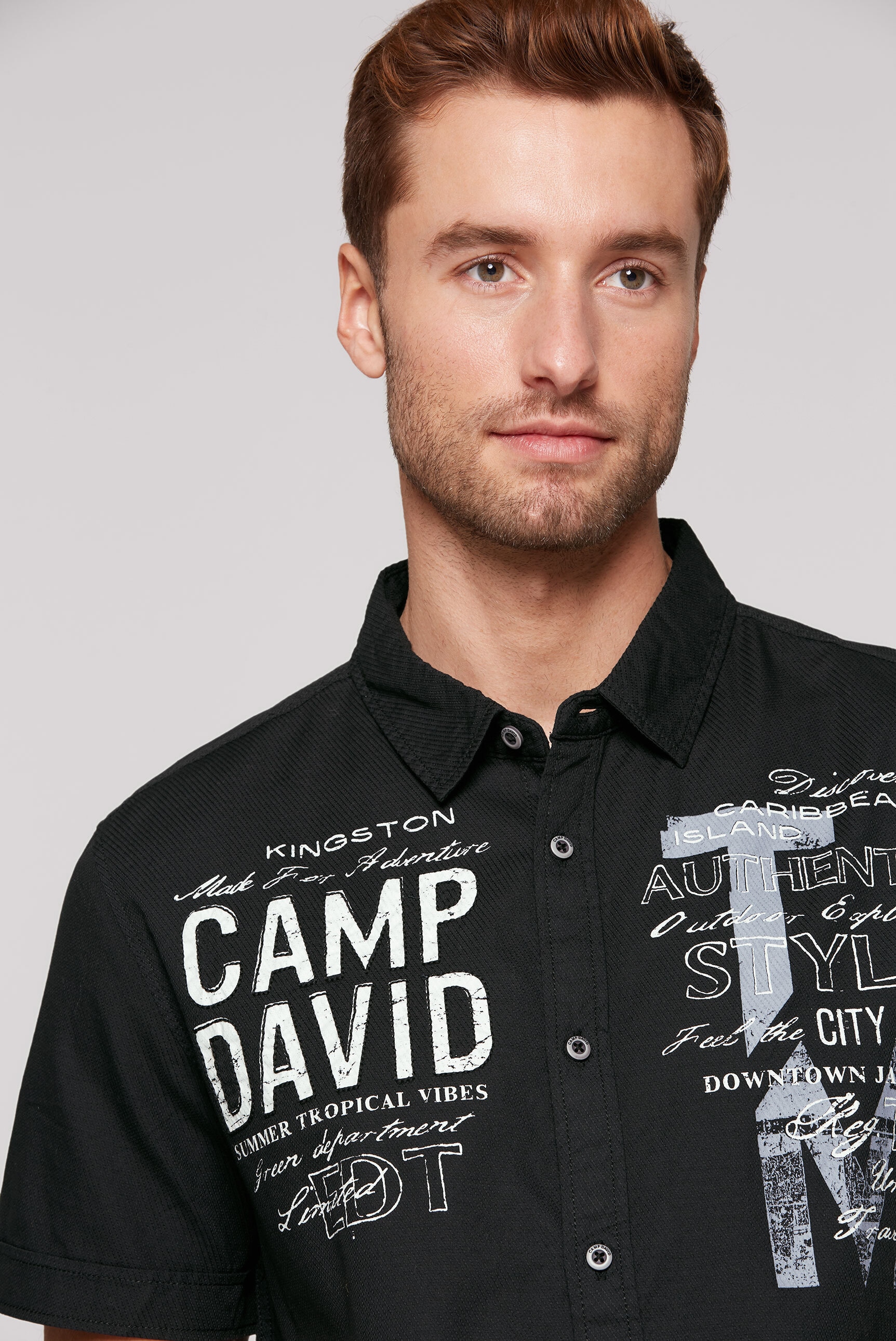 CAMP DAVID Kurzarmhemd, mit Webstruktur
